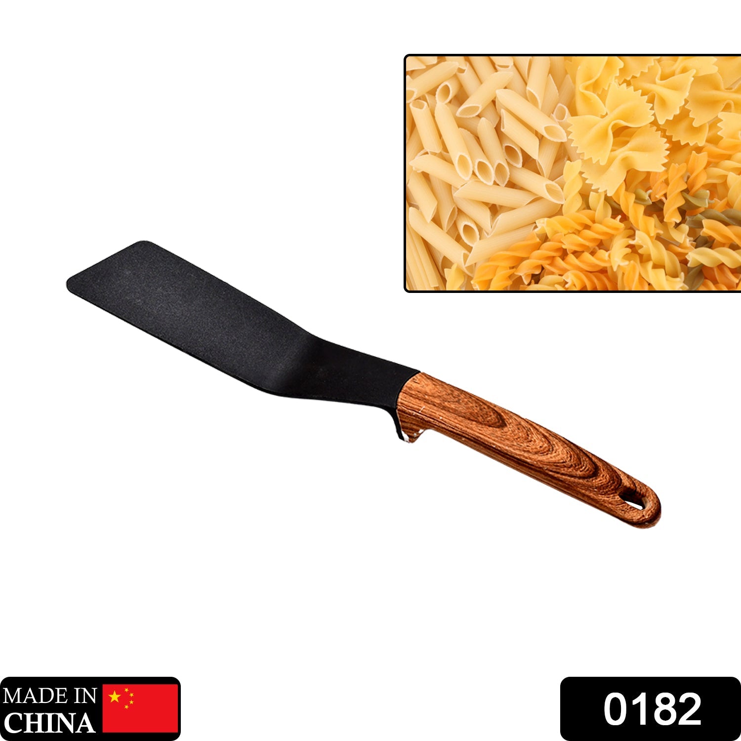 0182 tylish Kitchen Tool, Flexible Non Stick Heat Resistant Nylon Spatula, Wooden Handle Cooking Curved Turner for Salada, Fish, Eggs, Panakes DeoDap