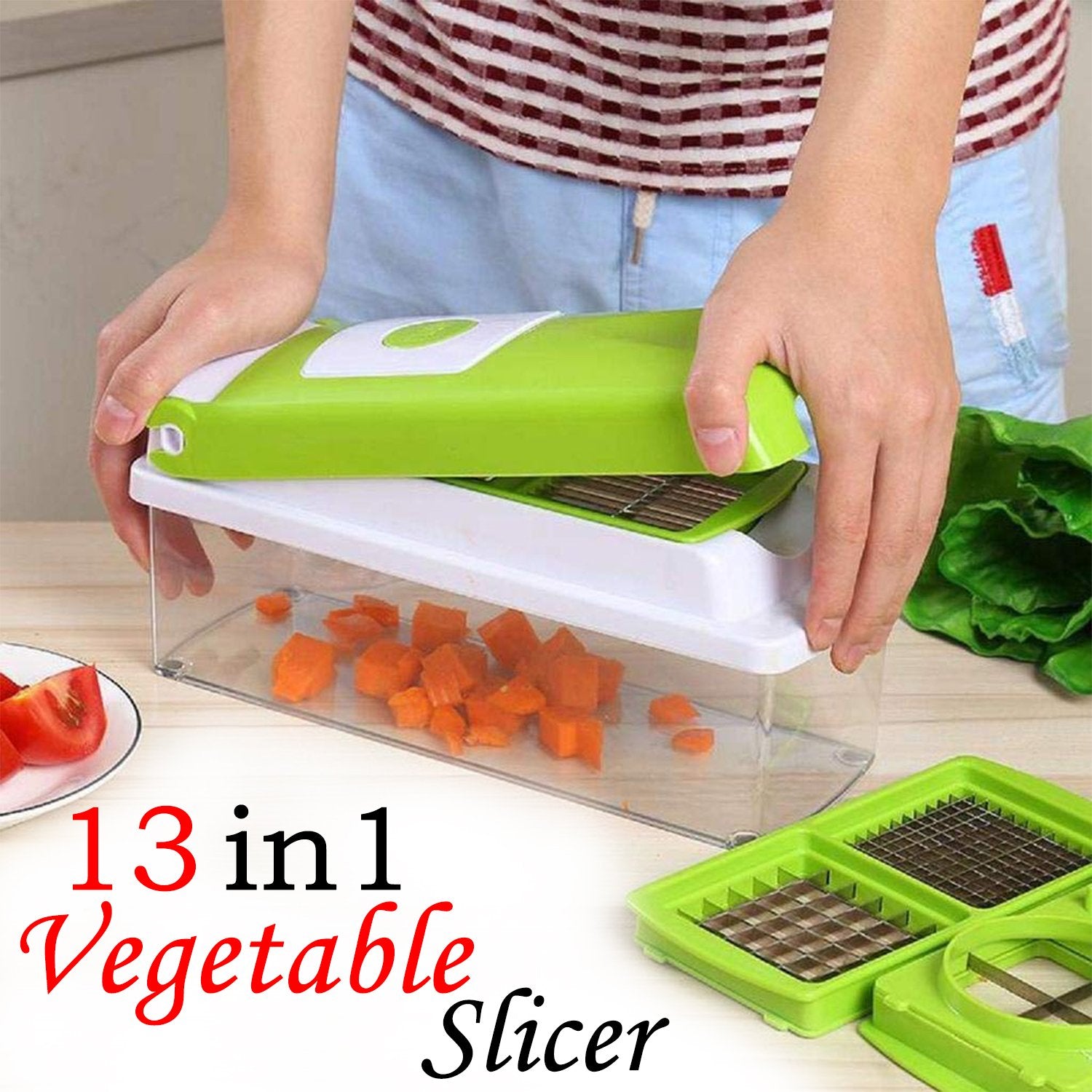 2489 Plastic 13-in-1 Manual Vegetable Grater,Chipser and Slicer - SkyShopy