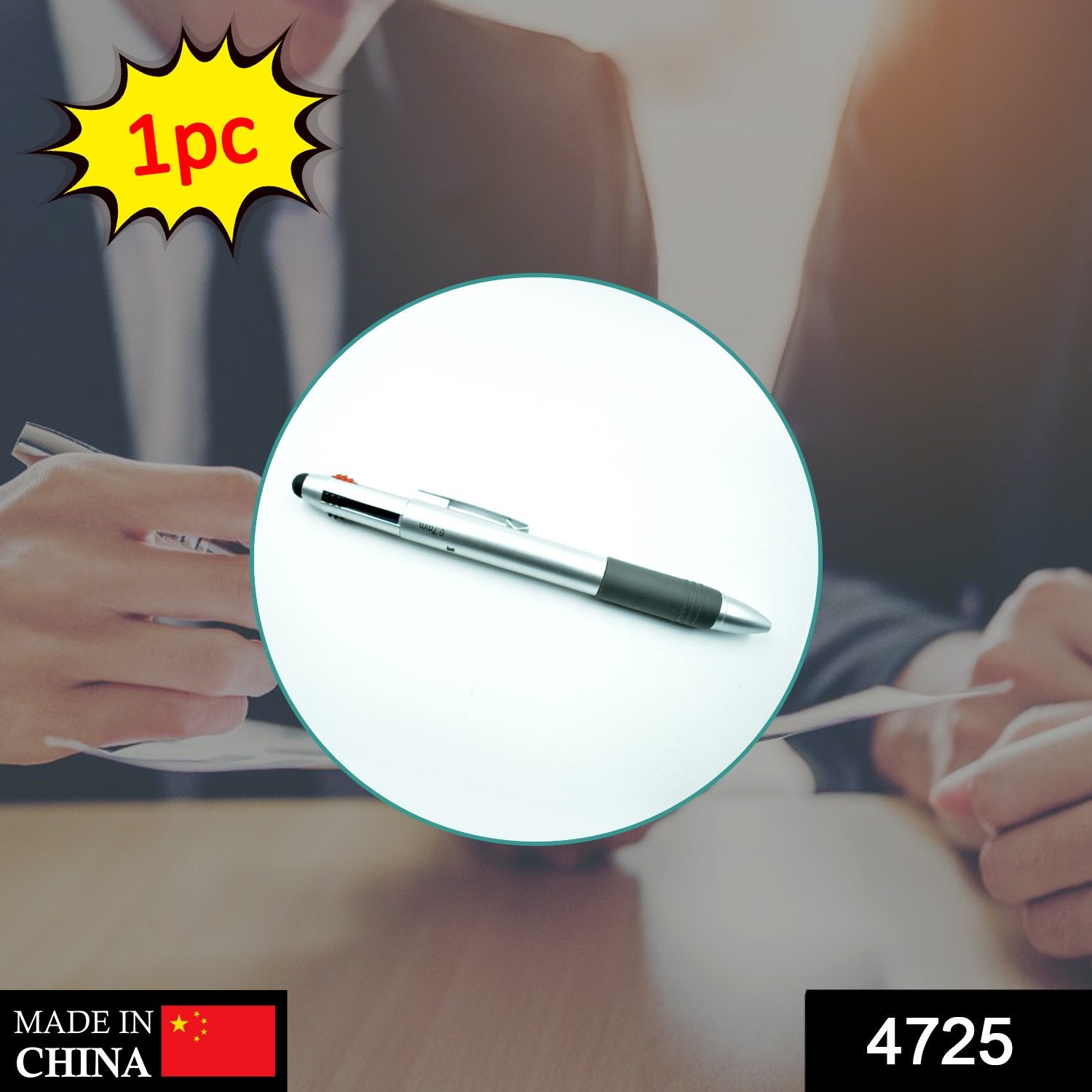 4725 Multi-functional 4 Color Ballpoint Pen With Screen Touch Cap