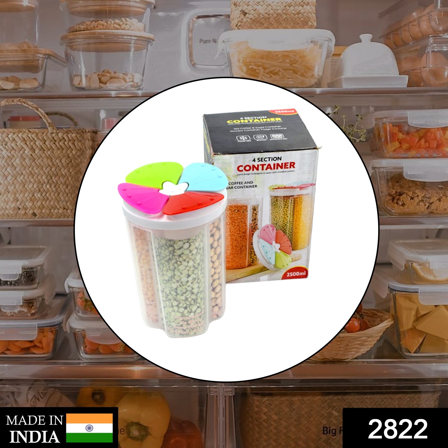 2822 4 Section Storage containers airtight Transparent Food Plastic Storage Container DeoDap