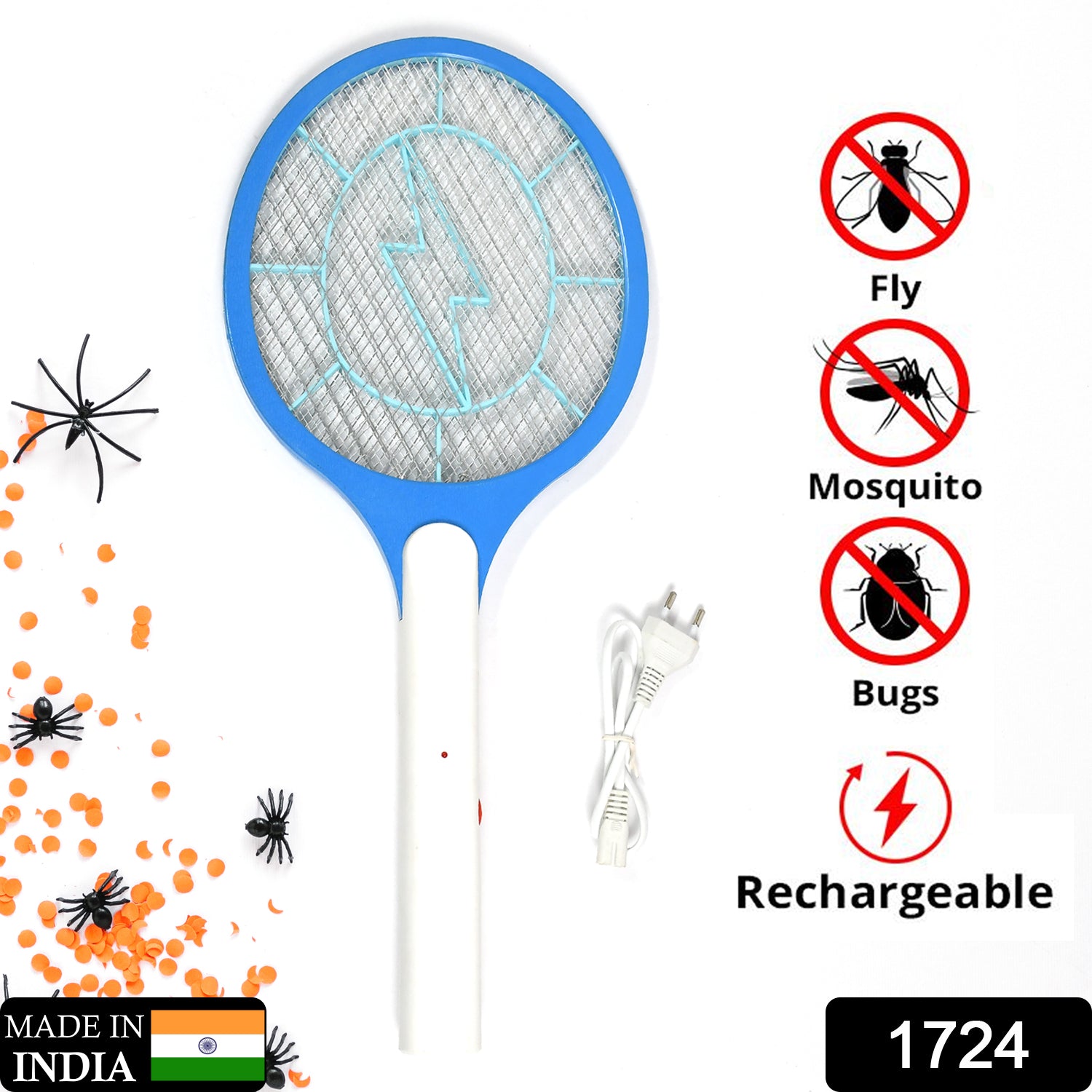 1724 Mosquito Killer Racket Rechargeable Handheld Electric Fly Swatter Mosquito Killer Racket Bat, Electric Insect Killer (Quality Assured) DeoDap