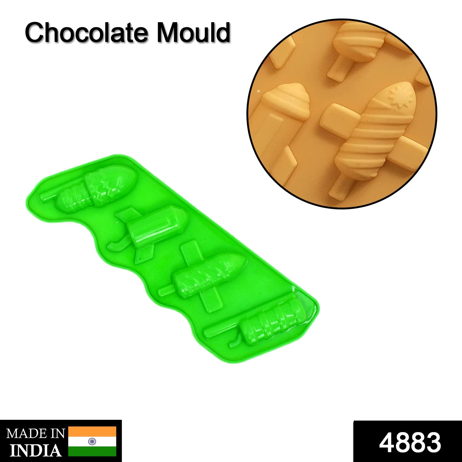 4883 4cav Rocket Choc Bar Flexible Silicone Mold Candy Chocolate Cake Jelly Mould DeoDap