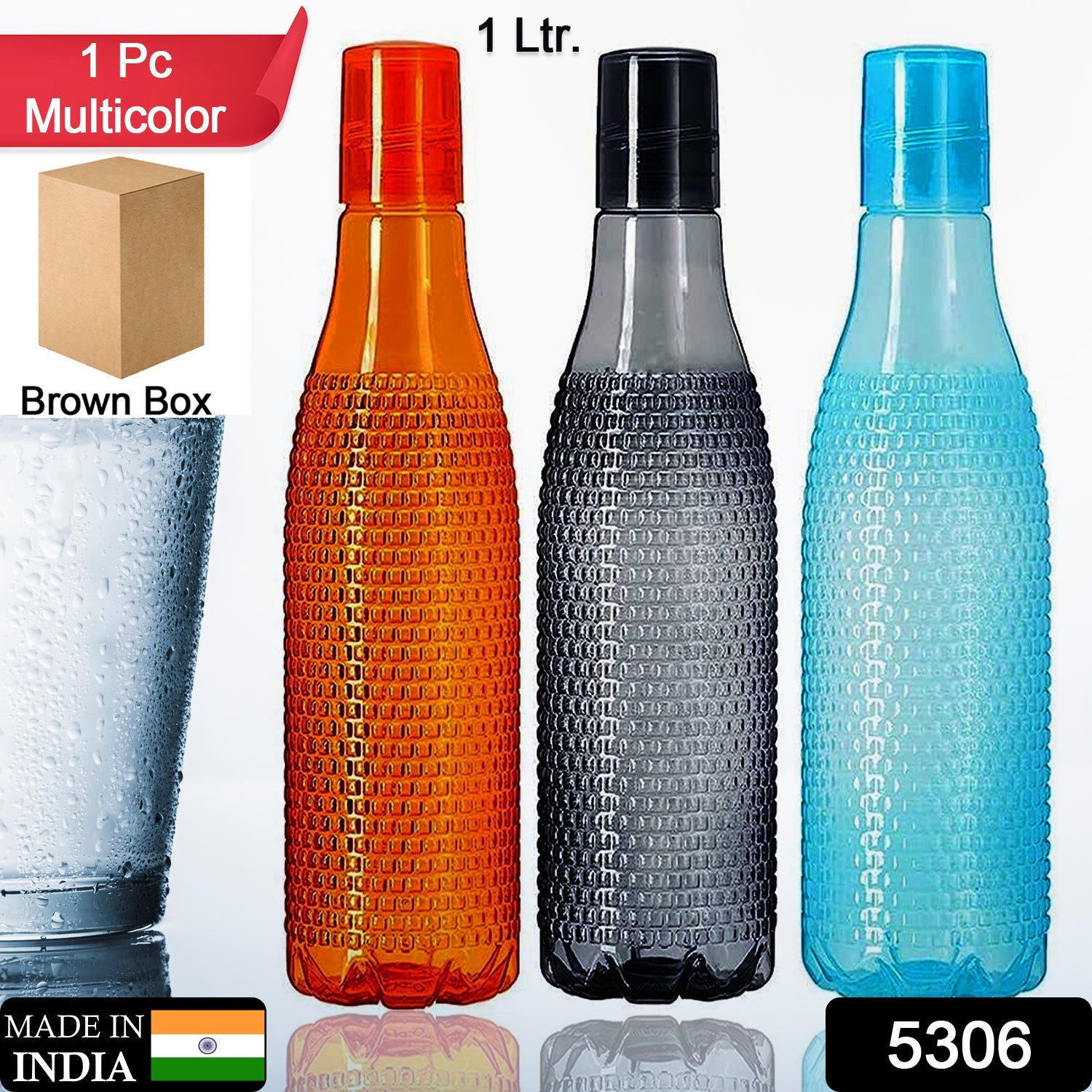 5306 Plastic Fridge Water Bottle | Bubble Design Water Bottle | Use For Fridge, Home and Office ( Brown Box ) DeoDap