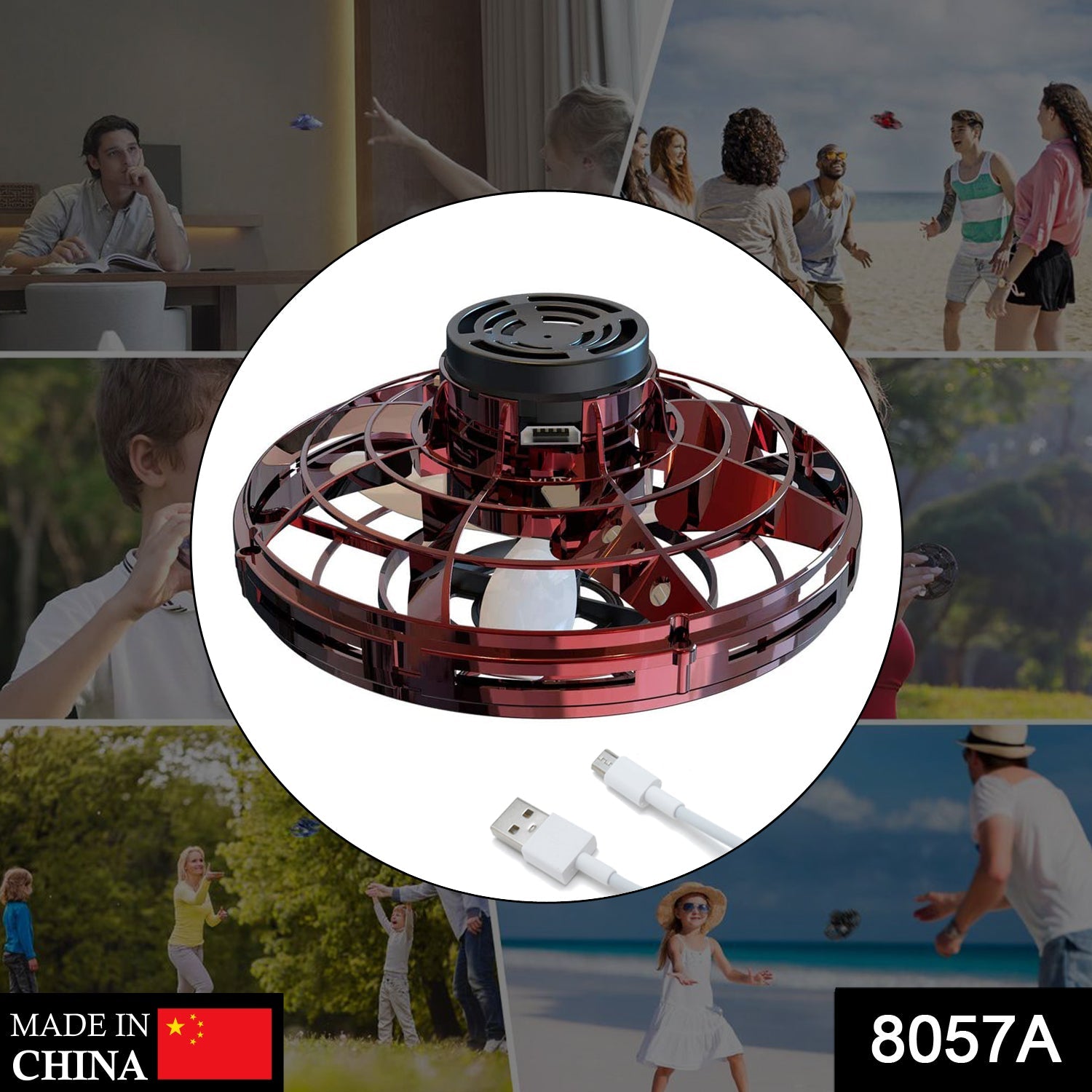 8057A USB Flying Spinner used in all kinds of household and official places specially for kids and children for their playing and enjoying purposes.
