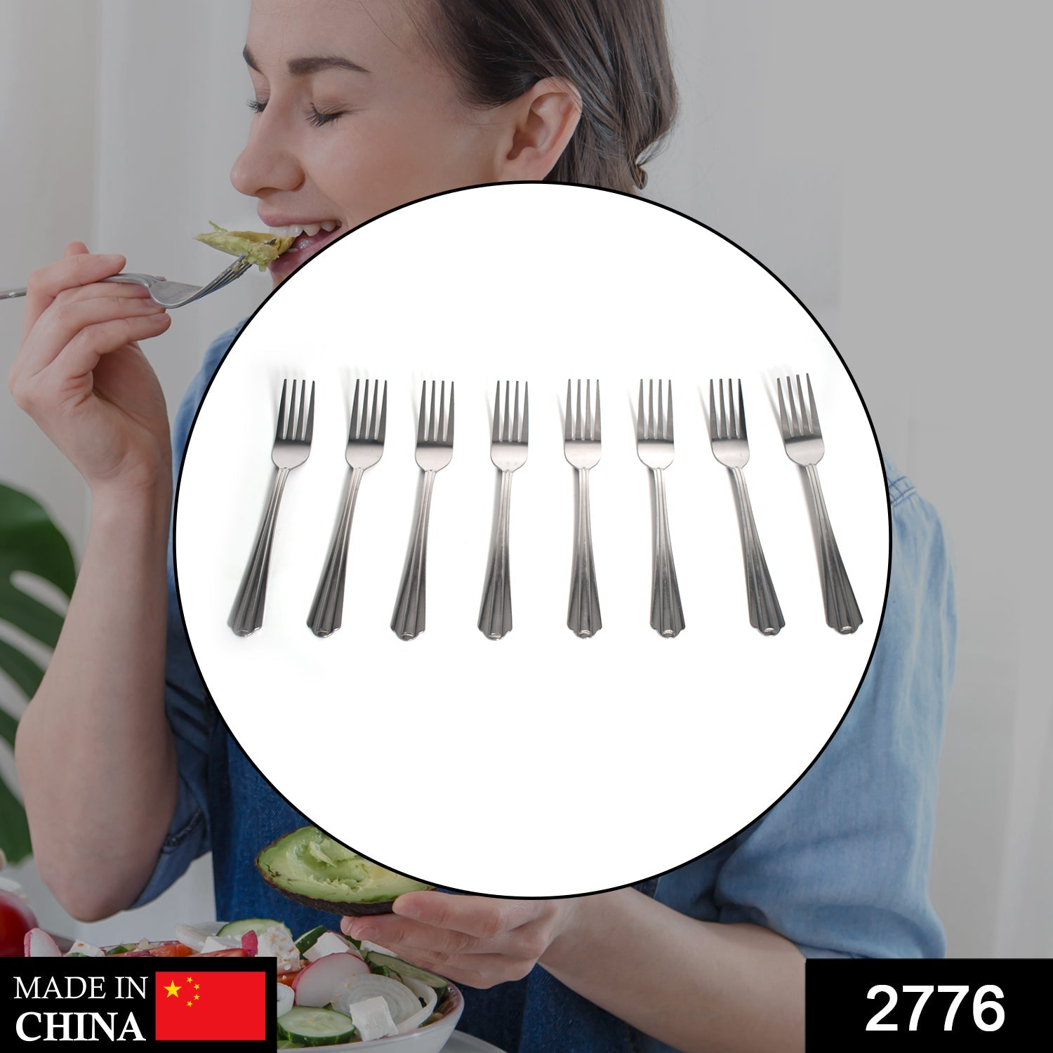2776 Big Dinner Fork for home and kitchen. (set of 8Pc) DeoDap