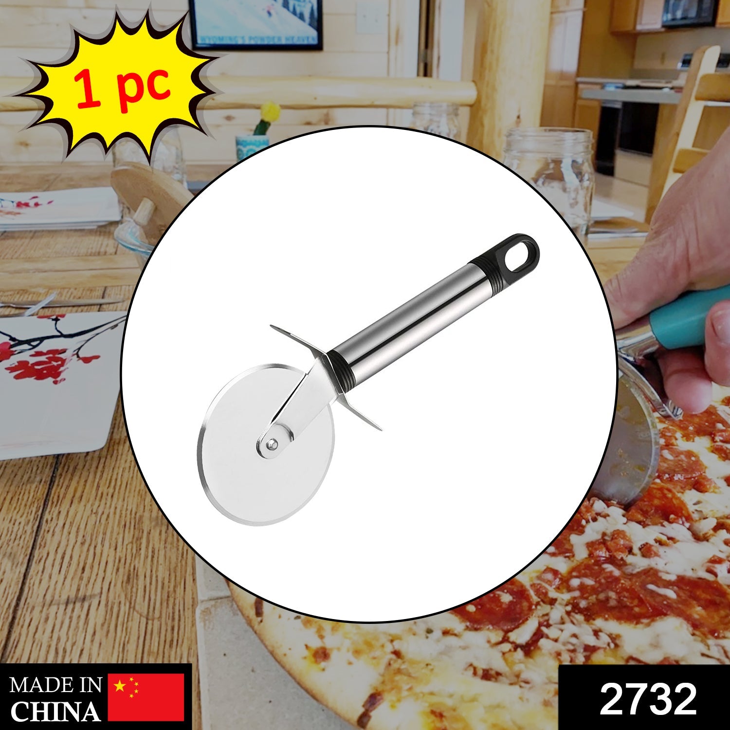 2732 Stainless Steel Pizza Cutter, Pastry Cake Slicer, Sharp, Wheel Type freeshipping - DeoDap