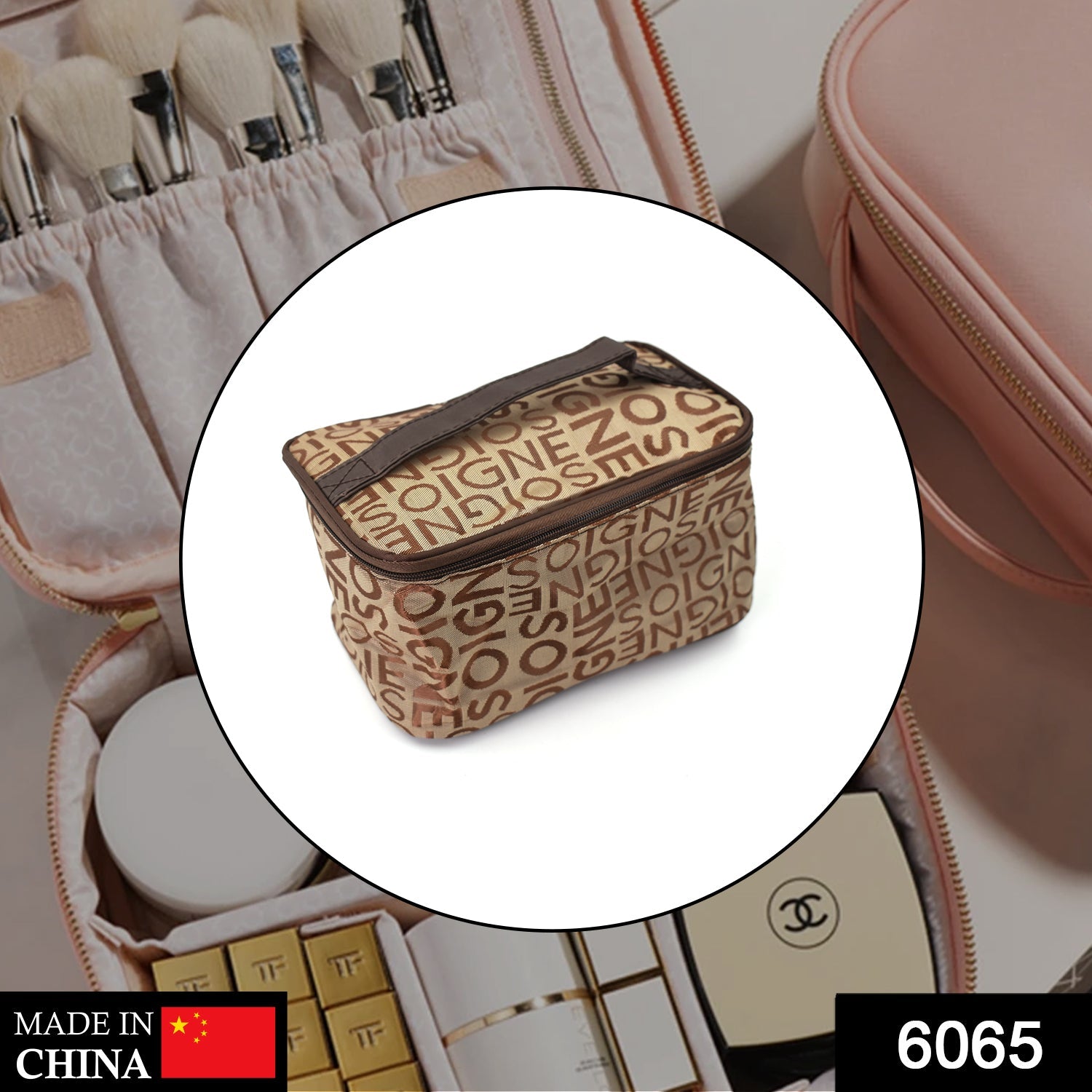 6065 Portable Makeup Bag widely used by women for storing their makeup equipment and all while travelling and moving. DeoDap