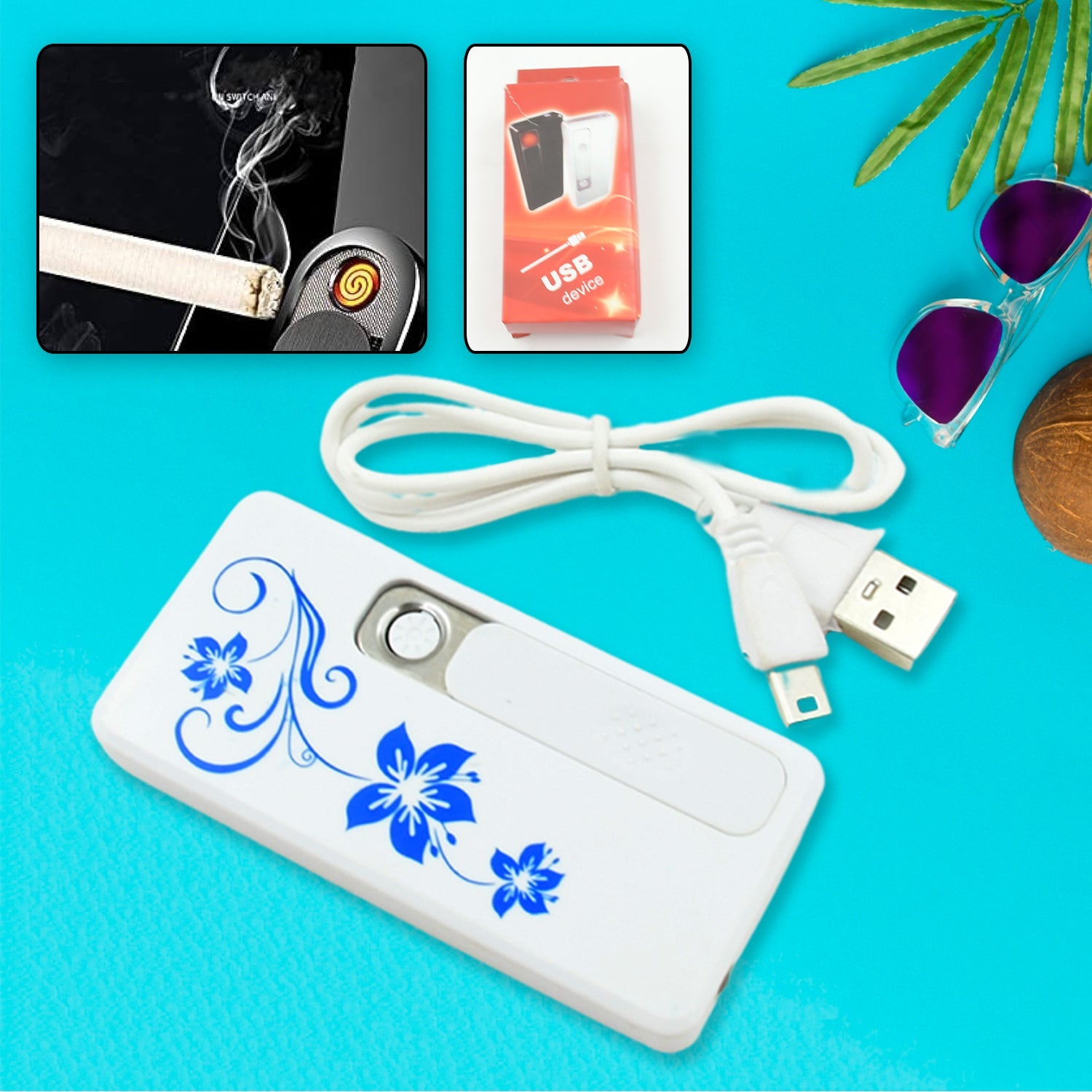 8882 Stylish Electric USB Lighter for Men & Women, Regular Cigarettes Portable USB Rechargeable Flameless, Coil Slim Cigarette Lighter with Charging Cable, Lighter for Smoking (1 Pc )
