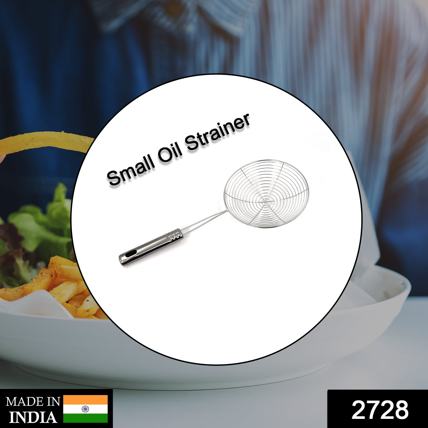 2728 Small Oil Strainer To Get Perfect Fried Food Stuffs Easily Without Any Problem And Damage. DeoDap