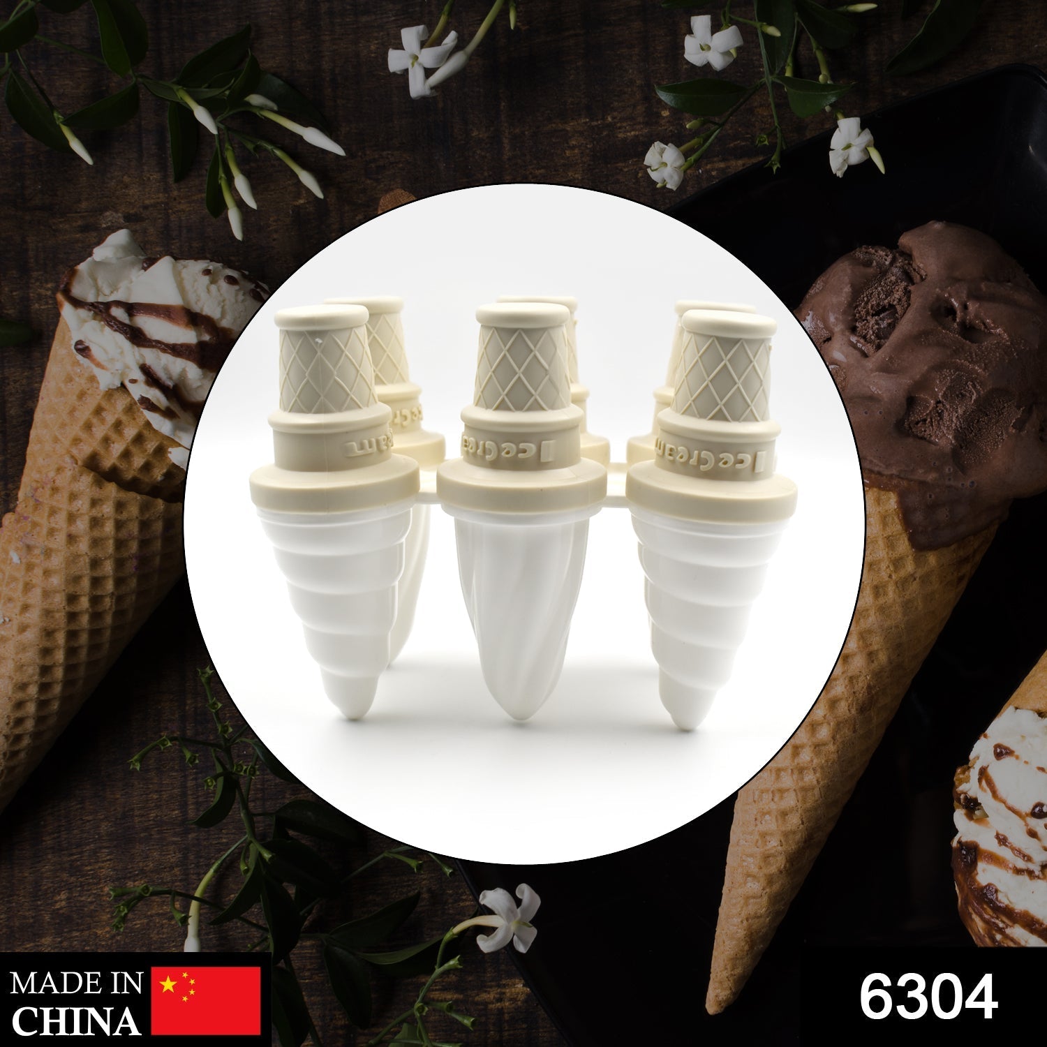6304 6 Pc Ice Cream Mold used for making ice-creams in all kinds of places including restaurants and ice-cream parlours etc. DeoDap