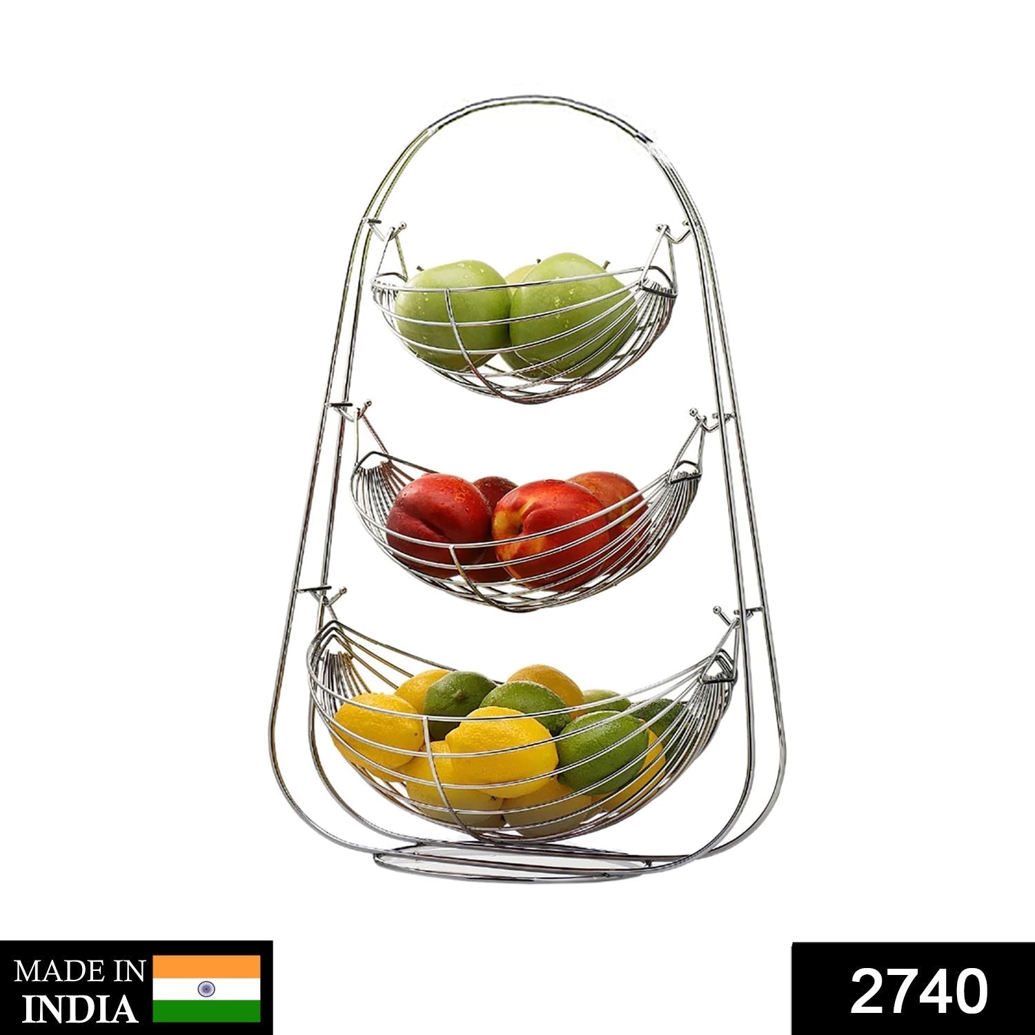 2740 3 Layer SS Fruit Trolley widely used for holding fruits as a decorative and using purposes in all kinds of official and household places etc. freeshipping - DeoDap