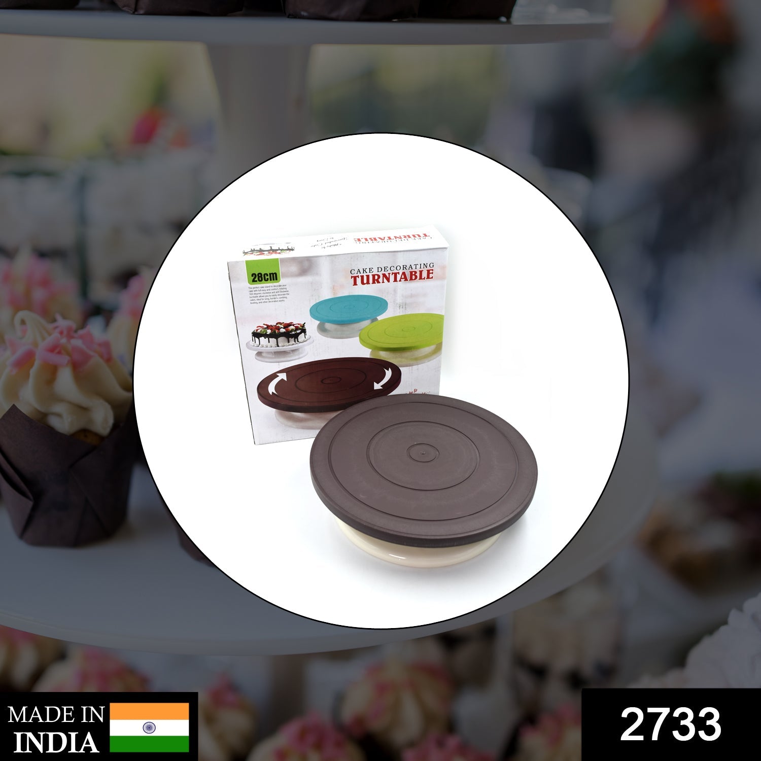 2733 Cake Brown Turntable used widely in bakeries and some of the household places while making and decorating cake and all purposes. freeshipping - DeoDap