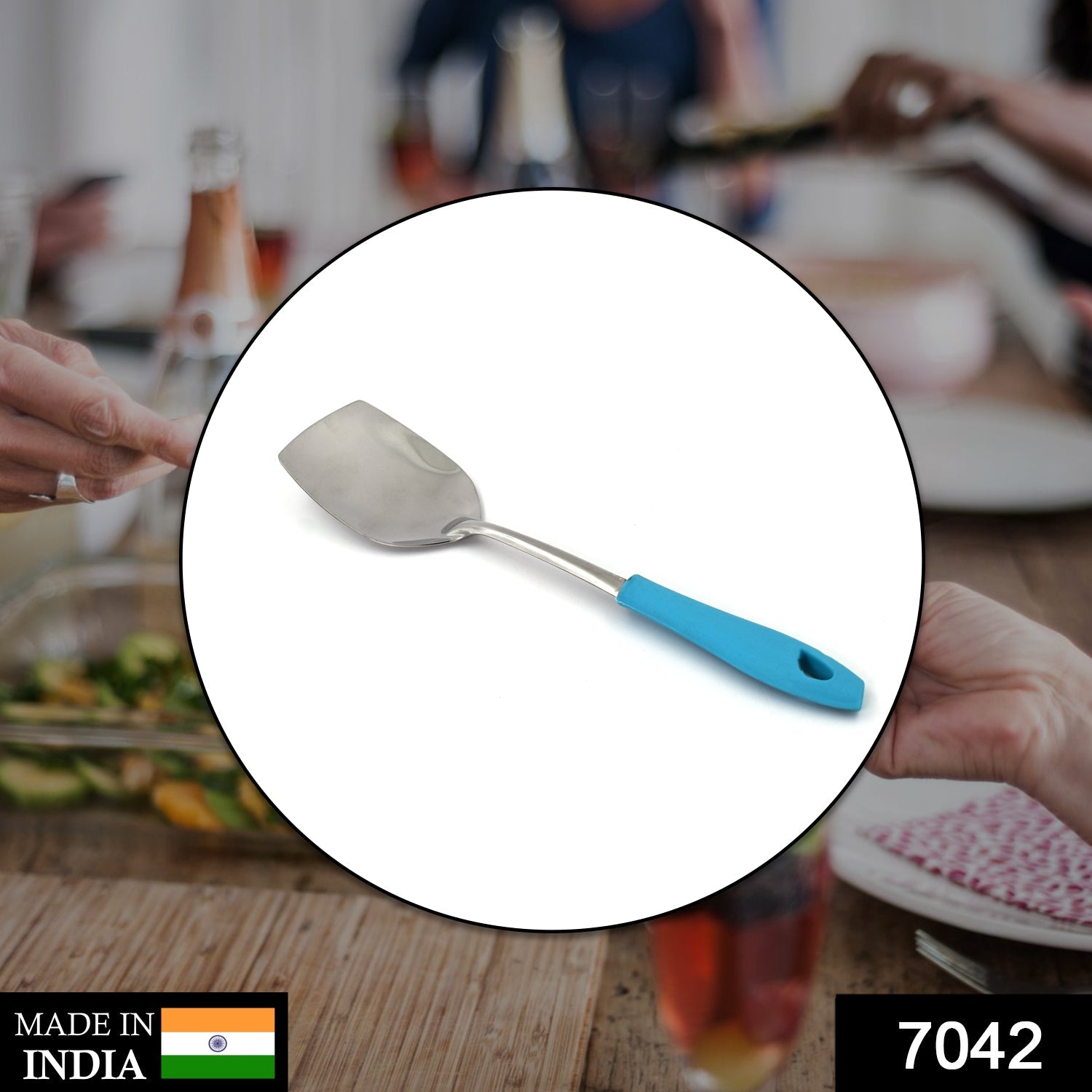 7042 SS Flat Serving Spoon N2 used in all kinds of household and official kitchen places for serving and having food stuffs and items. freeshipping - DeoDap