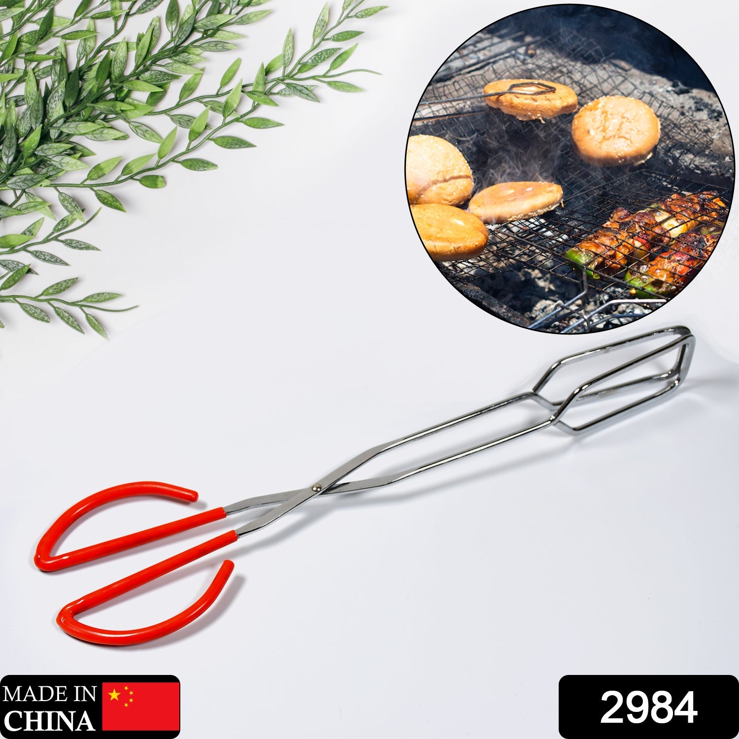 2984 Kitchen Baking BBQ Heat Resistant Cooking Food Clip with Silicone Tips Tong 1pc. DeoDap
