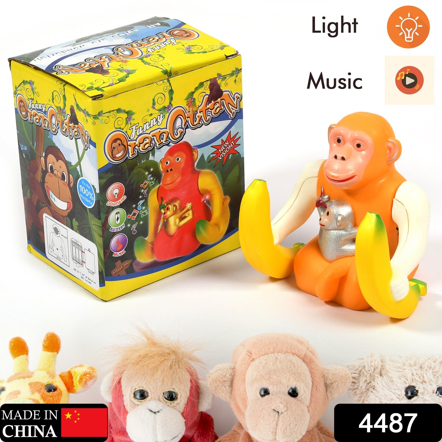 4487 Funny Banana Monkey Musical Light Jumping Skipping Funny Gift Toy for Kids