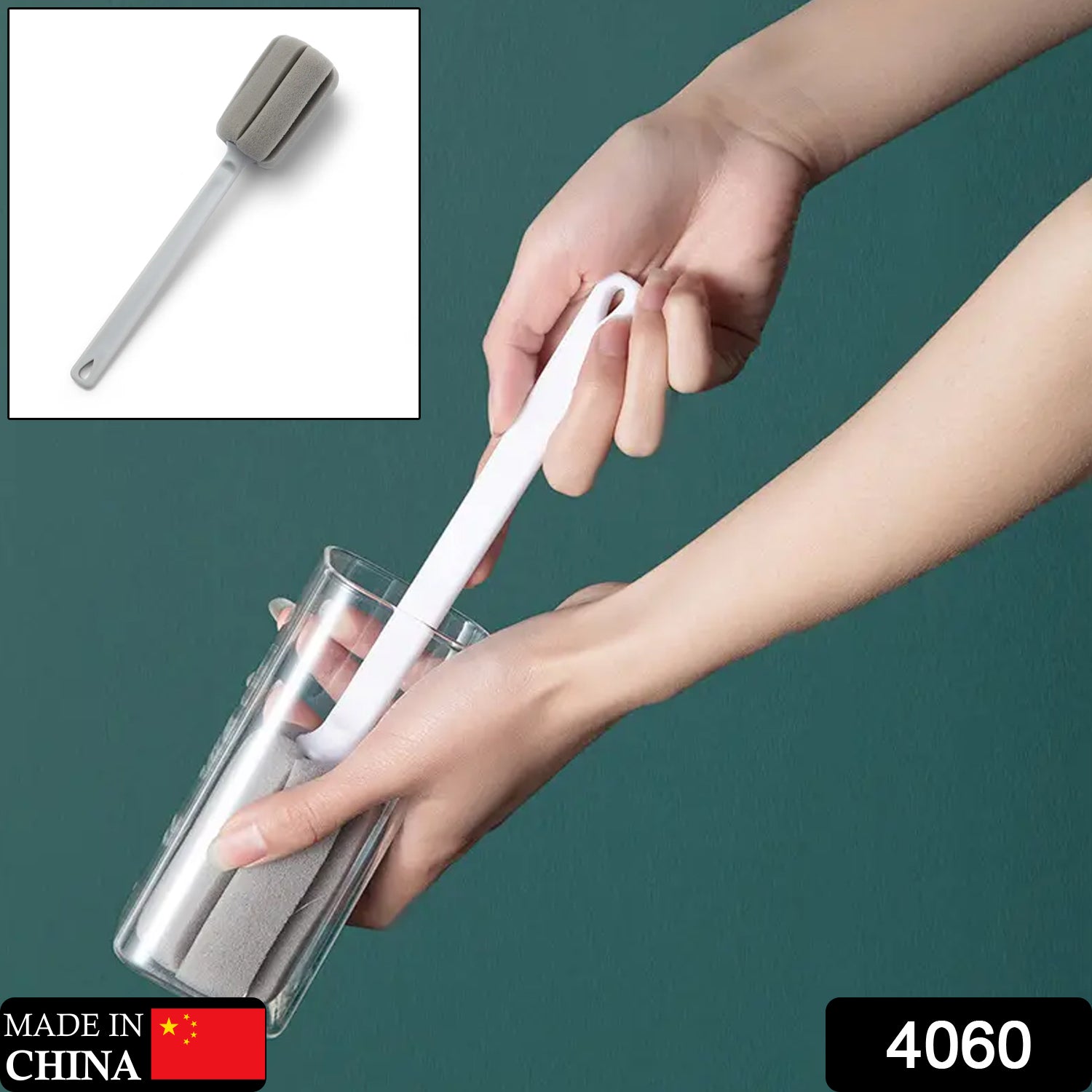 4060 Cleaning Brush Cleaner with Plastic Long Handle , Soft Dish Washing Foam Cleaning Brushes For Cups Mugs Kettles Wine Glasses and Baby Bottles DeoDap