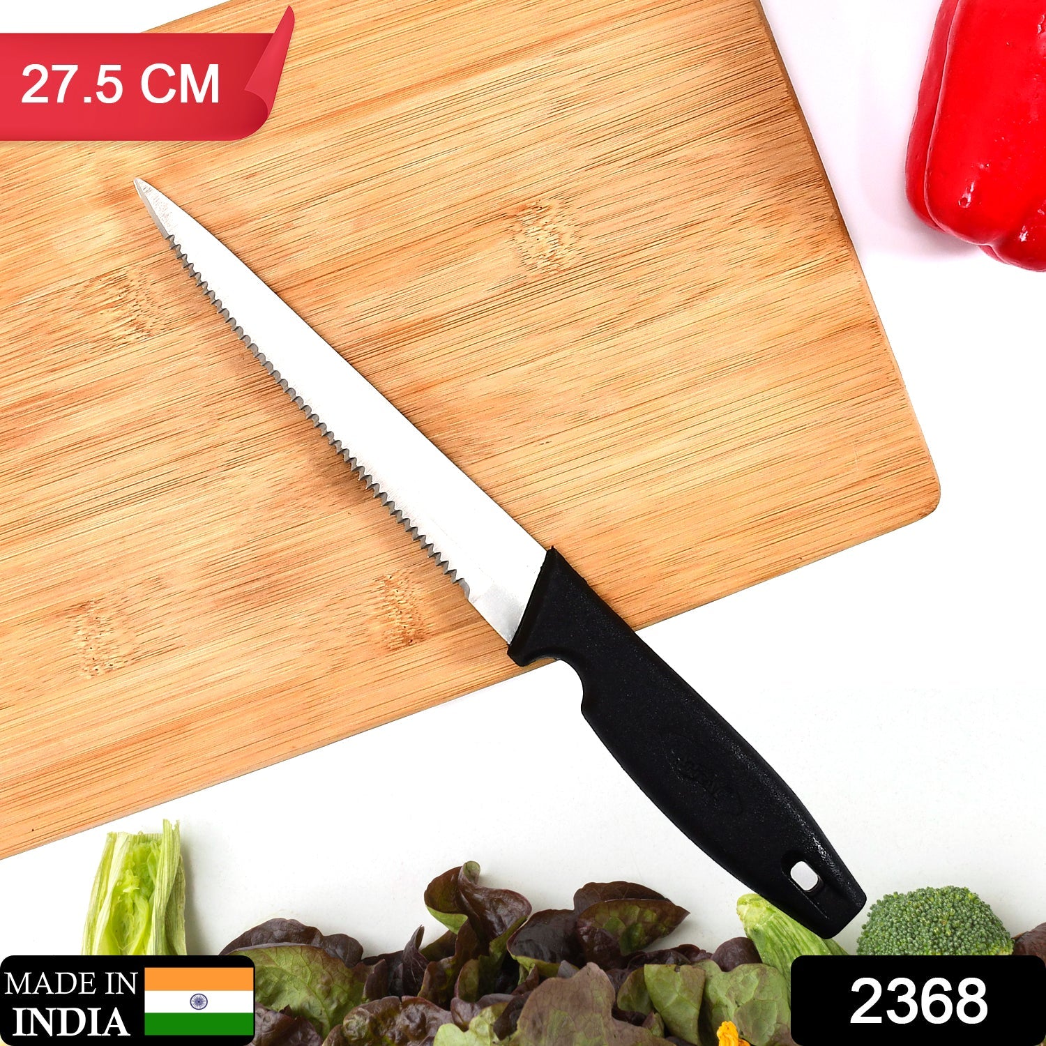 2368 Stainless Steel knife and Kitchen Knife with Black Grip Handle (27.5 Cm ) DeoDap