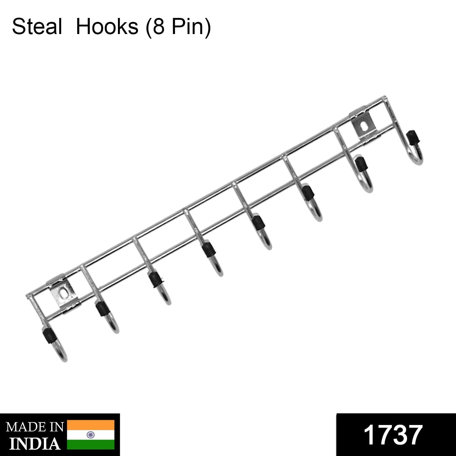 1737 Multipurpose Stainless Steel Hanger Strip Hooks (8 Pin)