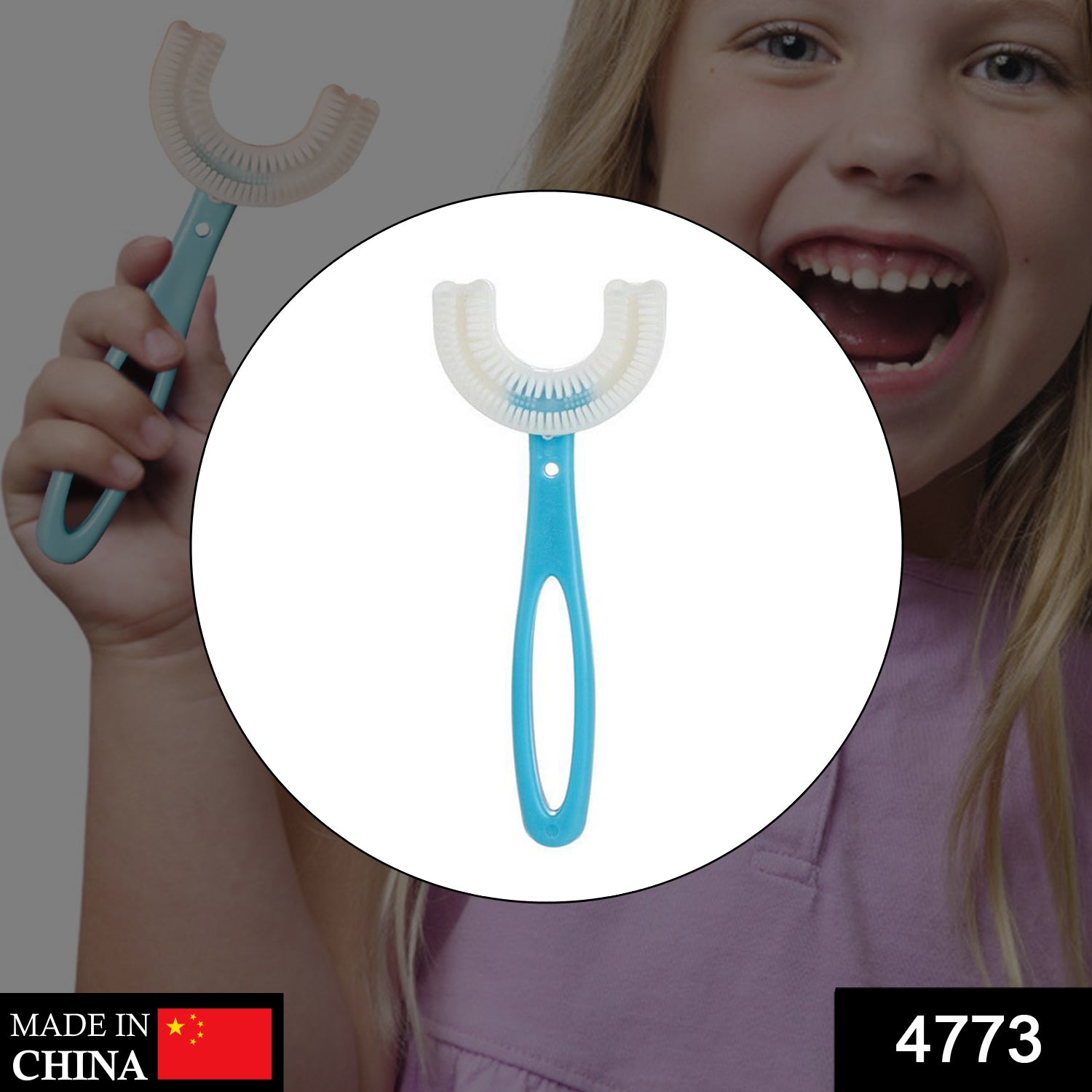 4773 Kids U Shaped Large Tooth Brush used in all kinds of household bathroom places for washing teeth of kids, toddlers and children’s easily and comfortably.
