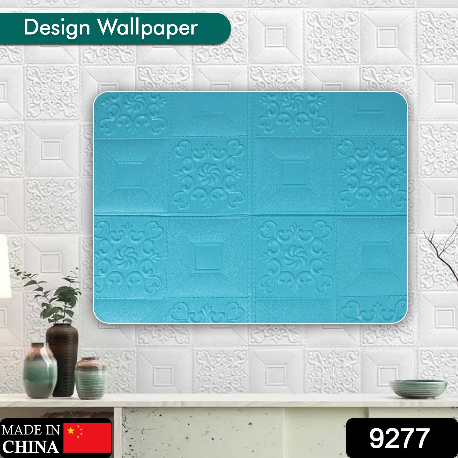 9277 Stone Design Wallpaper 3D Foam Wallpaper Sticker Panels I Ceiling Wallpaper For Living Room Bedroom I Furniture, Door I Foam Tiles (Blue Color) DeoDap
