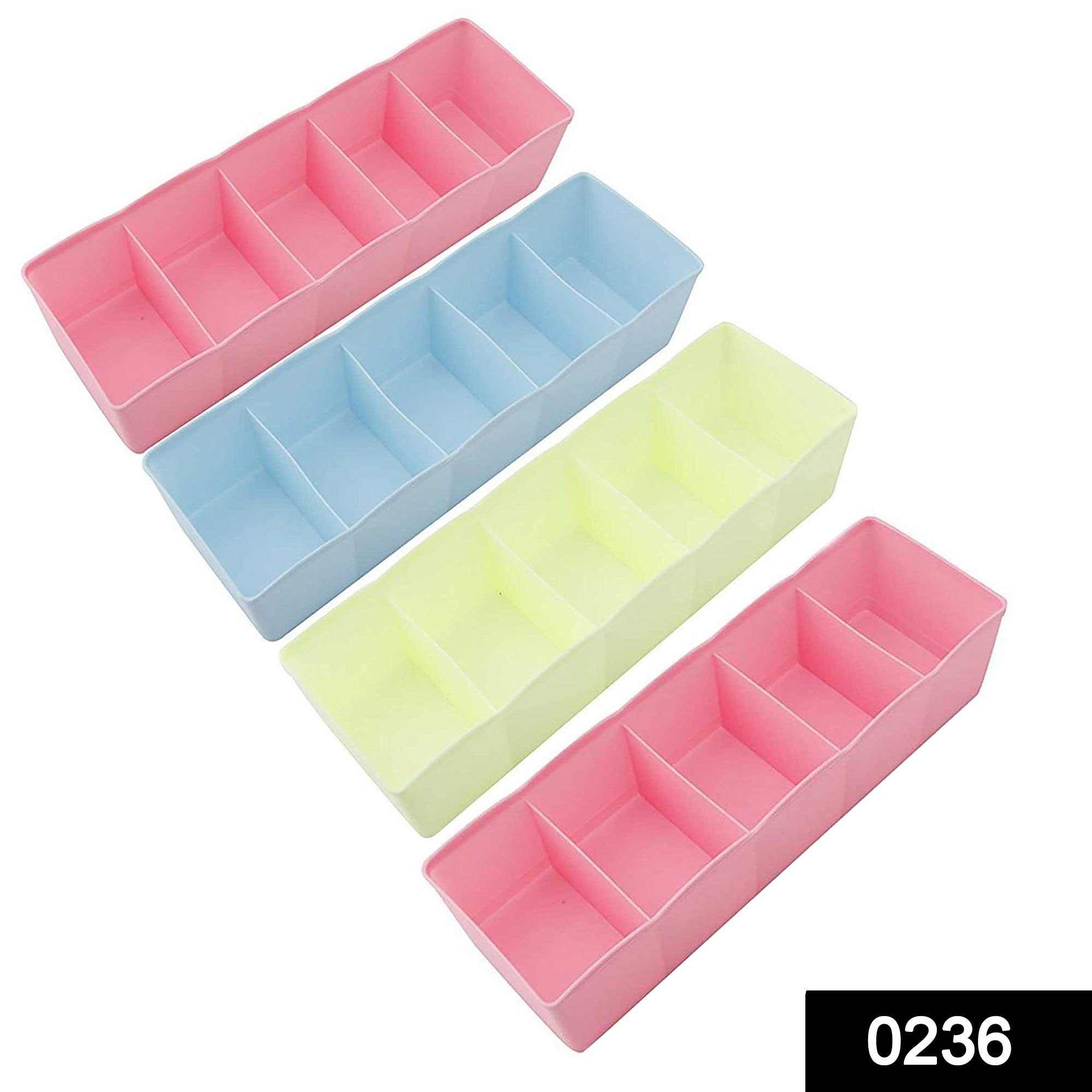 0236 5-Compartments Socks/Handkerchief/Underwear Storage Box Socks Drawer Closet Organizer Storage Boxes (pack of 4) - SkyShopy