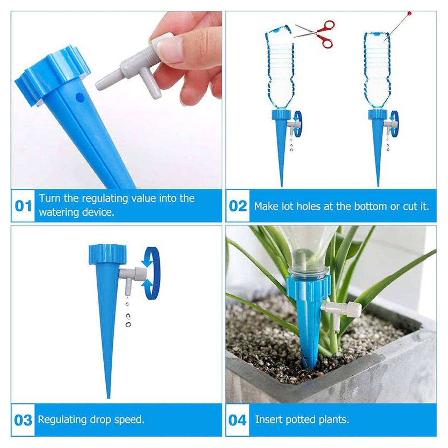 7412 Plant Watering Spikes self Watering Spikes Water dripper for Plants, Adjustable Plant Watering Devices with Slow Release Control Valve Switch (1Pc)
