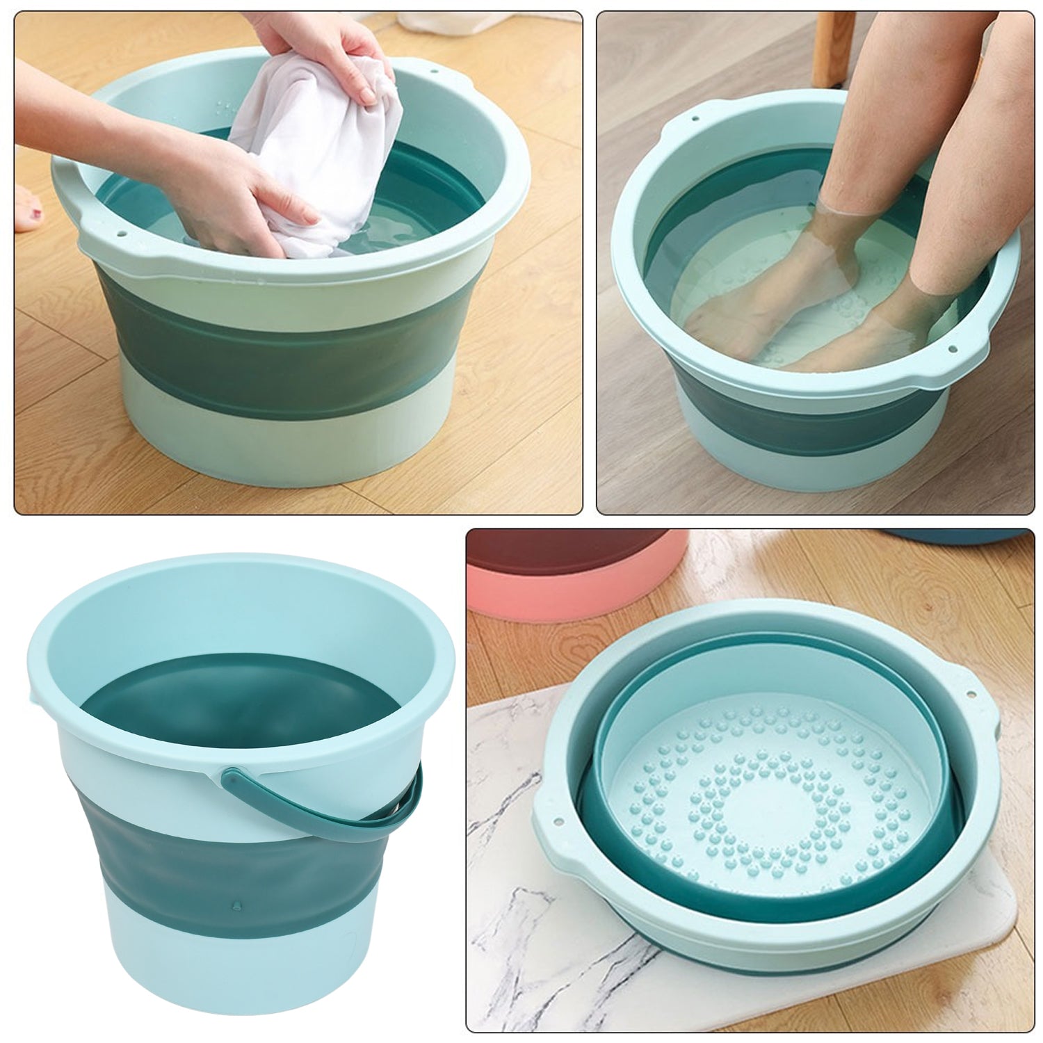 4009 Water Bucket Folding High Capacity Foldable Hanging with Handle Storage Water Space-saving Great Load Bearing Laundry Basket Bathroom Products DeoDap