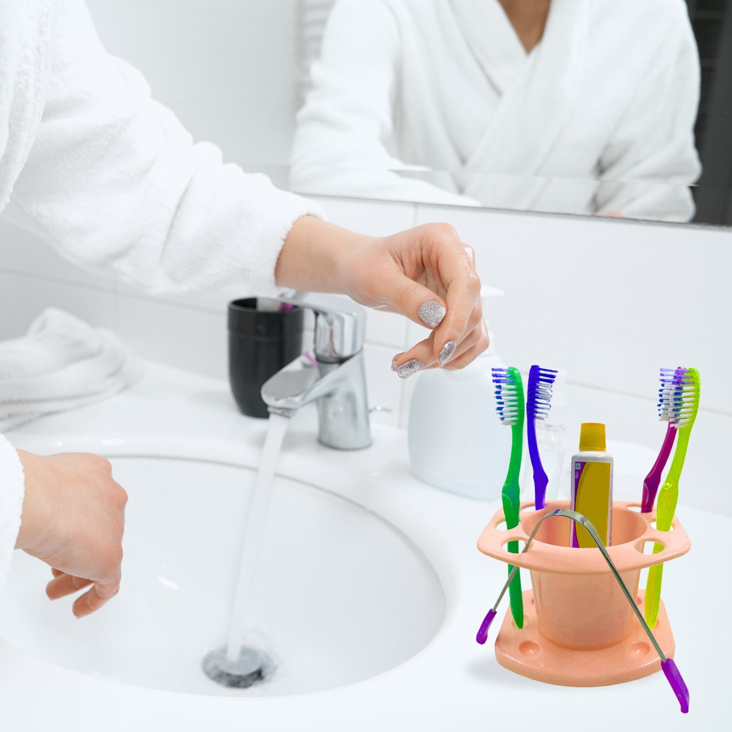 3689 Toothbrush Holder widely used in all types of bathroom places for holding and storing toothbrushes and toothpastes of all types of family members etc - DeoDap