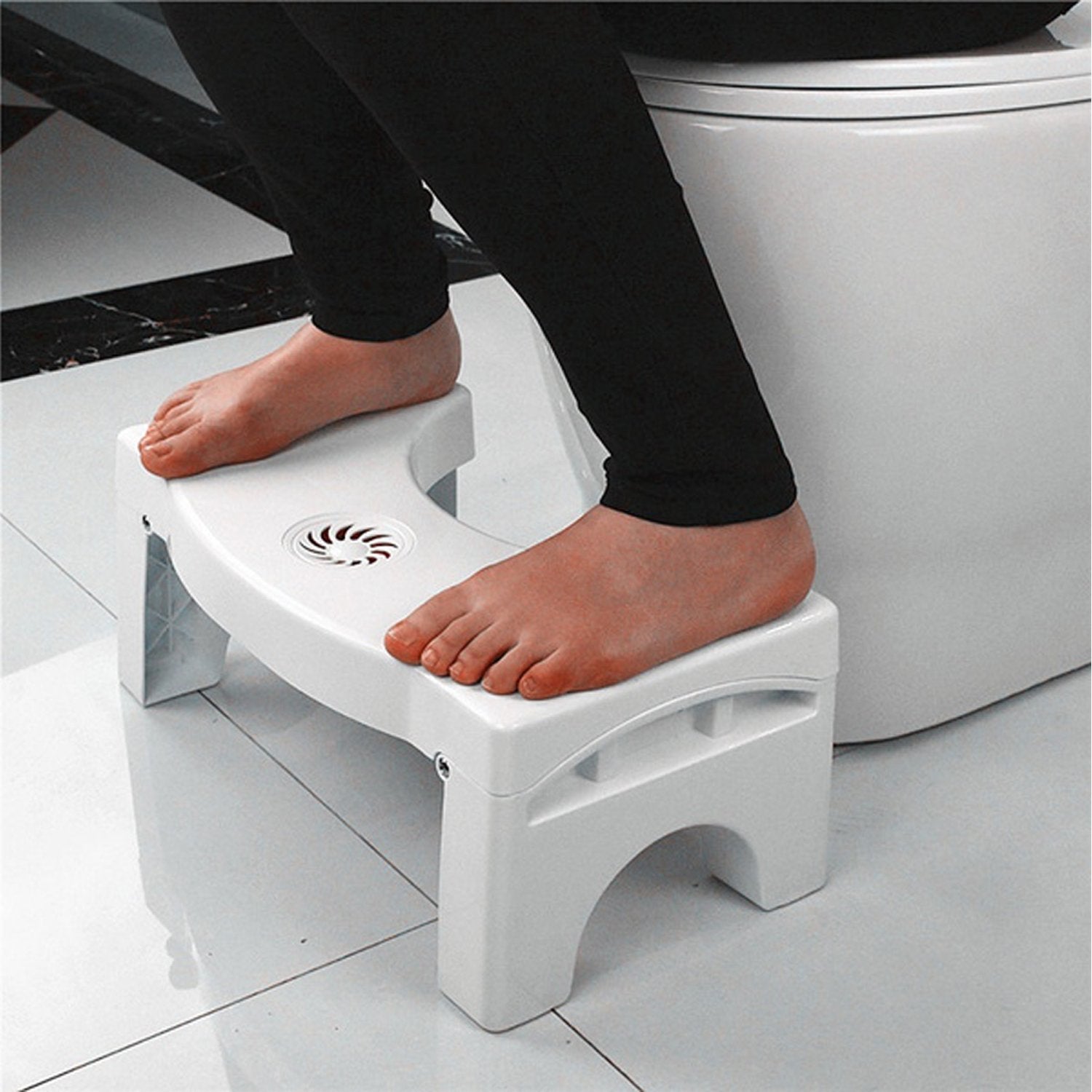 6005 Plastic Non-Slip Folding Toilet Squat Stool - White Color