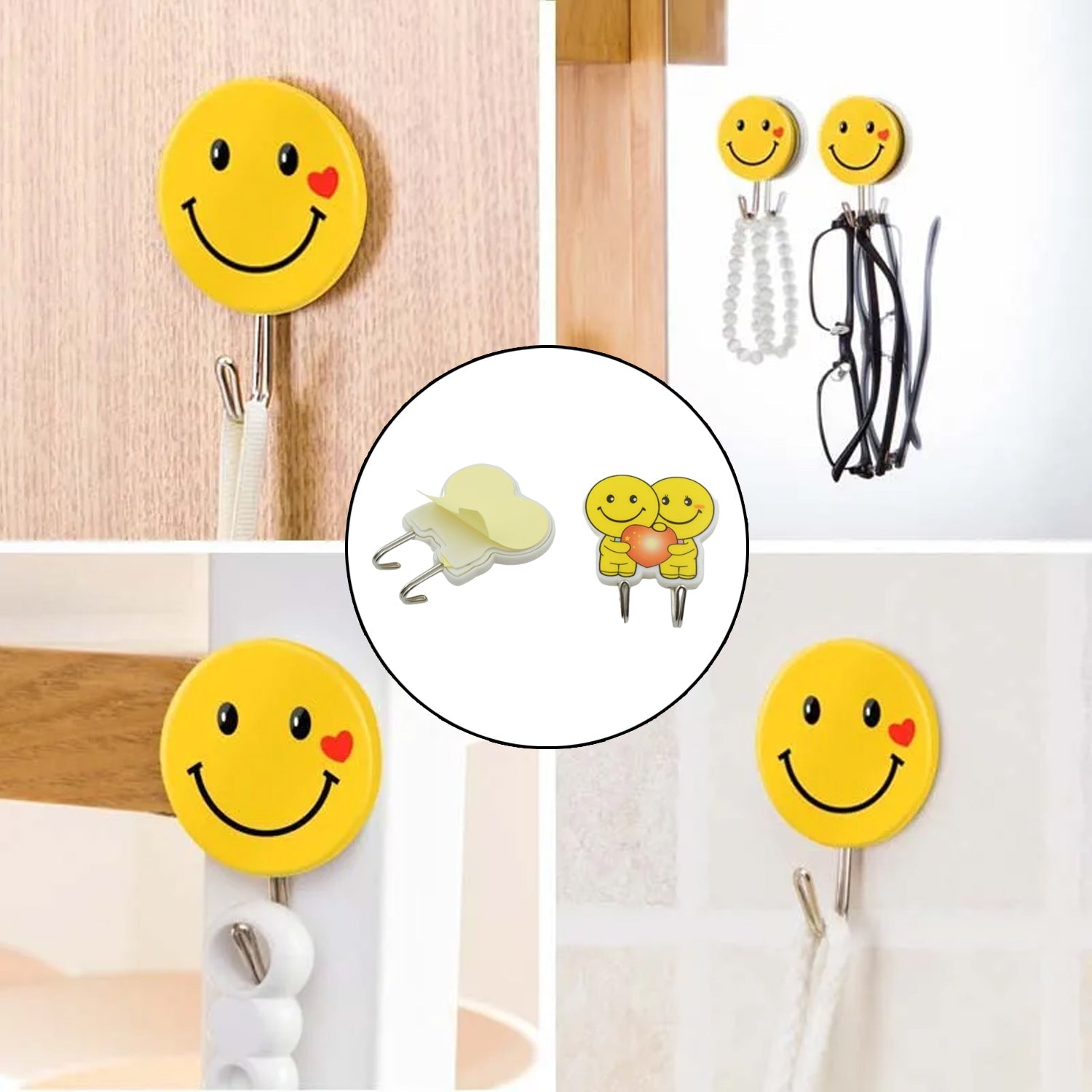 Multipurpose Strong Hook Self-Adhesive hooks for wall Heavy Plastic Hook, Sticky Hook Household For Home , Decorative Hooks, Bathroom & All Type Wall Use Hook , Suitable for Bathroom, Kitchen, Office (2 Pc Set)