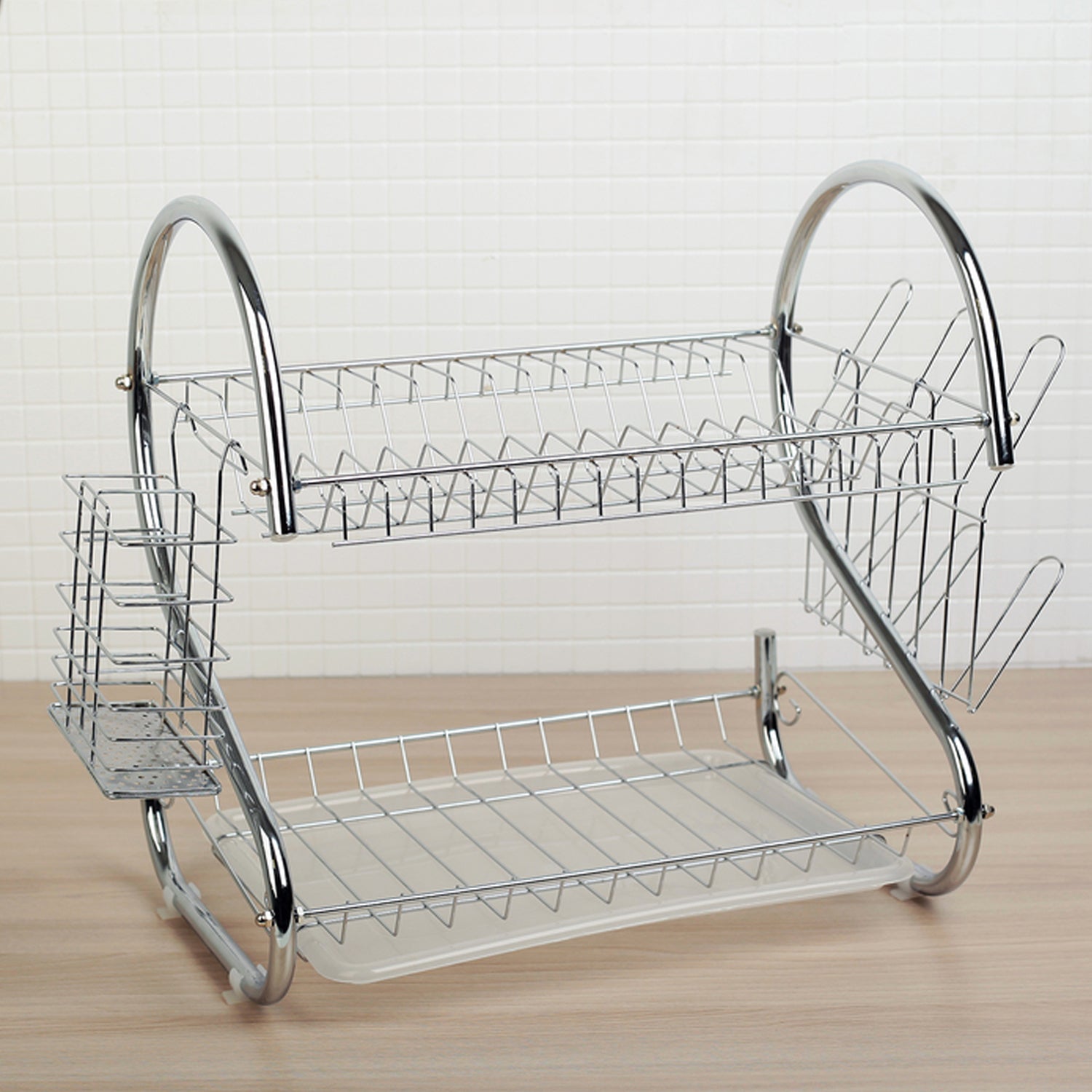 7668 Stainless Steel Drain Bowl Storage Rack Holder Plate Dish Cutlery Cup Rack with Tray Kitchen Shelf Stand DeoDap