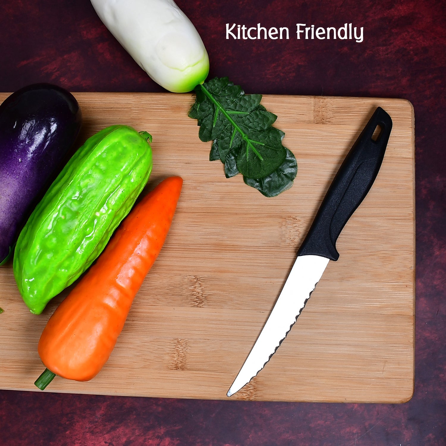 2373 Stainless Steel knife and Kitchen Knife with Black Grip Handle. DeoDap