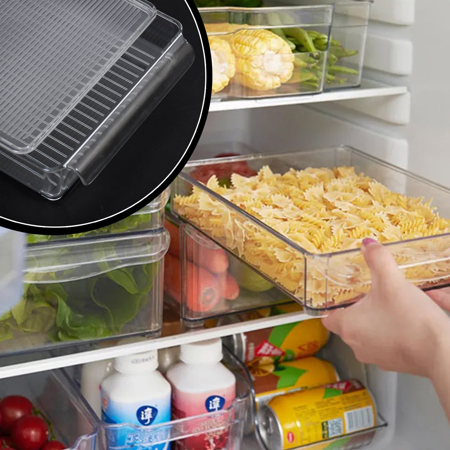 5248 Refrigerator Organizer Bins Stackable Fridge Organizers for Freezer, Kitchen, Cabinets Box DeoDap