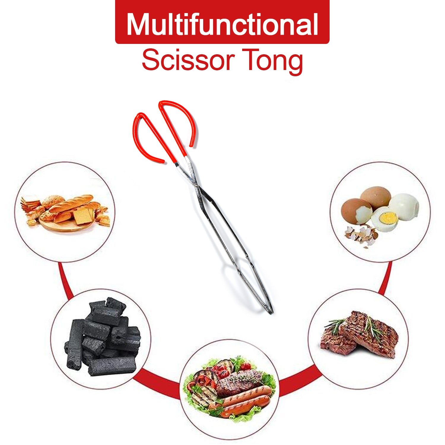2984 Kitchen Baking BBQ Heat Resistant Cooking Food Clip with Silicone Tips Tong 1pc. DeoDap