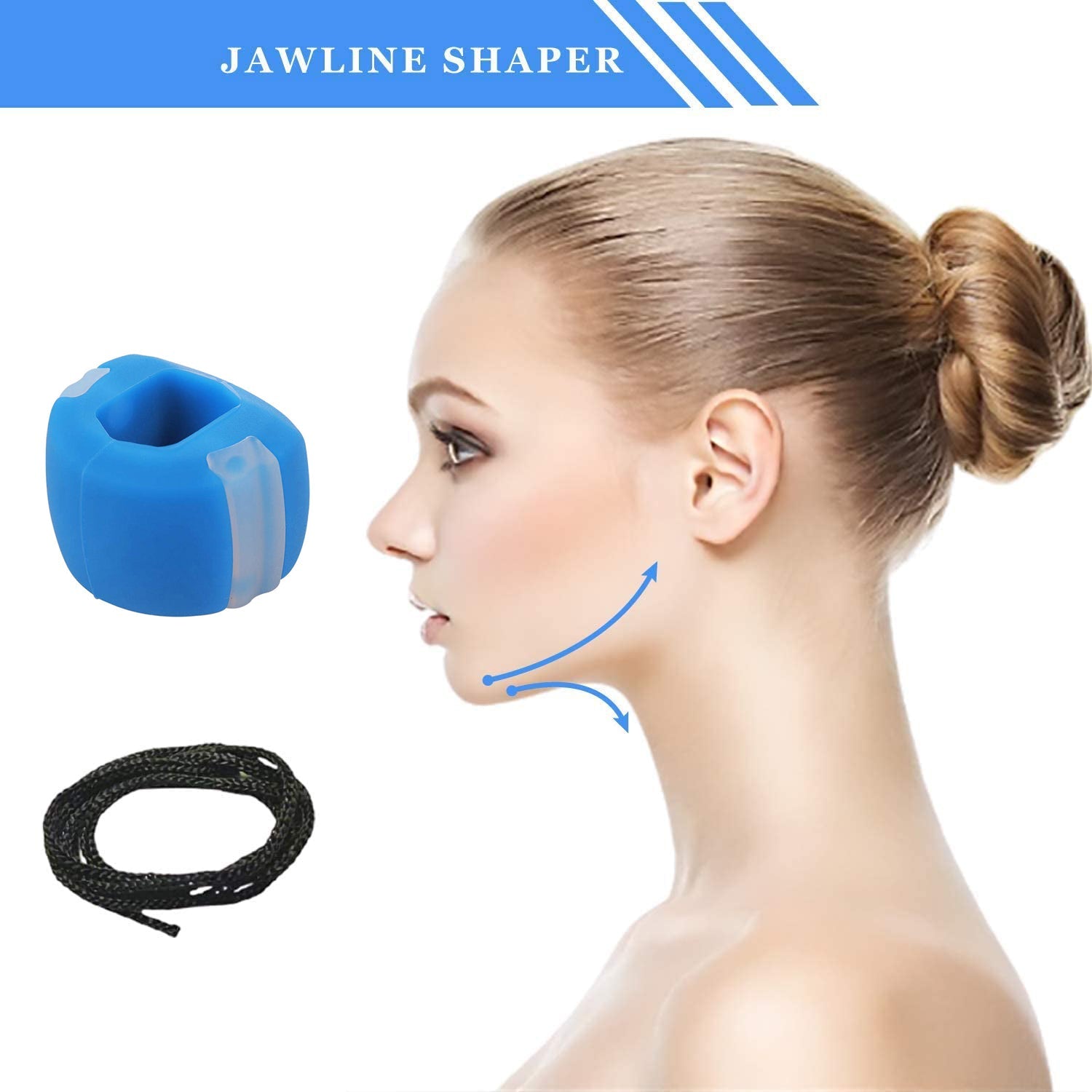 6128 DARK BLUE JAW EXERCISER USED TO GAIN SHARP AND CHISELLED JAWLINE EASILY AND FAST. DeoDap