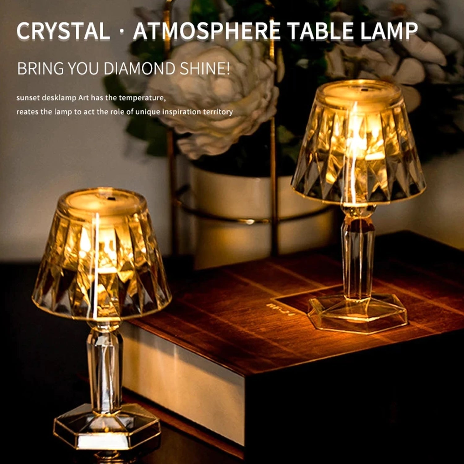 6610 2in1 Transparent Mini Crystal Table Lamp with Reflection Light (Moq :- 12Pcs) DeoDap