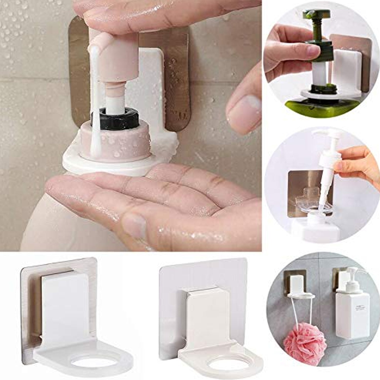 1158 Wall Mounted Self Sticky Hooks for Body Wash Shampoo Bottle Wall Storage Strong Adhesive Hook Power Plug Socket Hanger Holder Multi Color (1pc) DeoDap