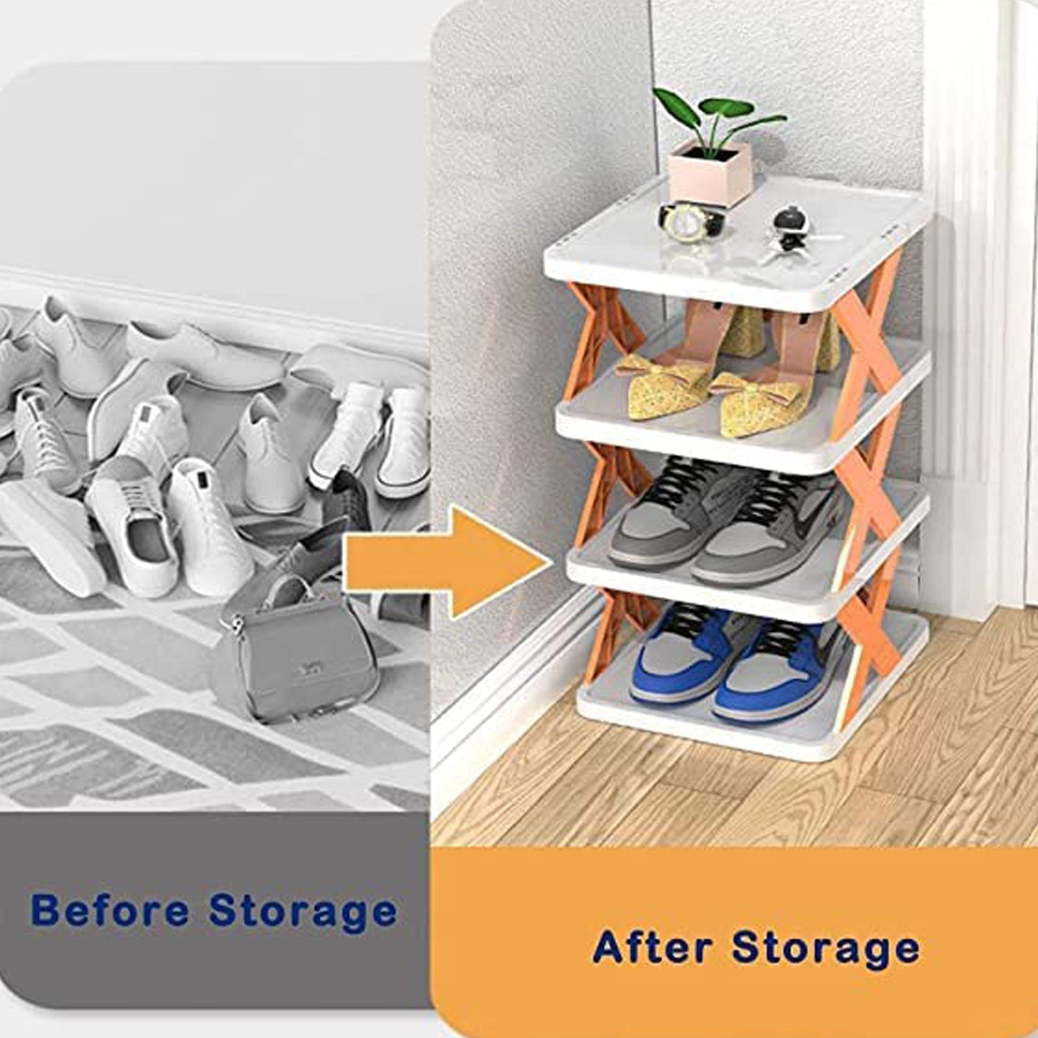 9054A  6 LAYER SHOE RACK DESIGN LIGHTWEIGHT ADJUSTABLE PLASTIC FOLDABLE SHOE CABINET STORAGE PORTABLE FOLDING SPACE SAVING SHOE ORGANIZER HOME AND OFFICE