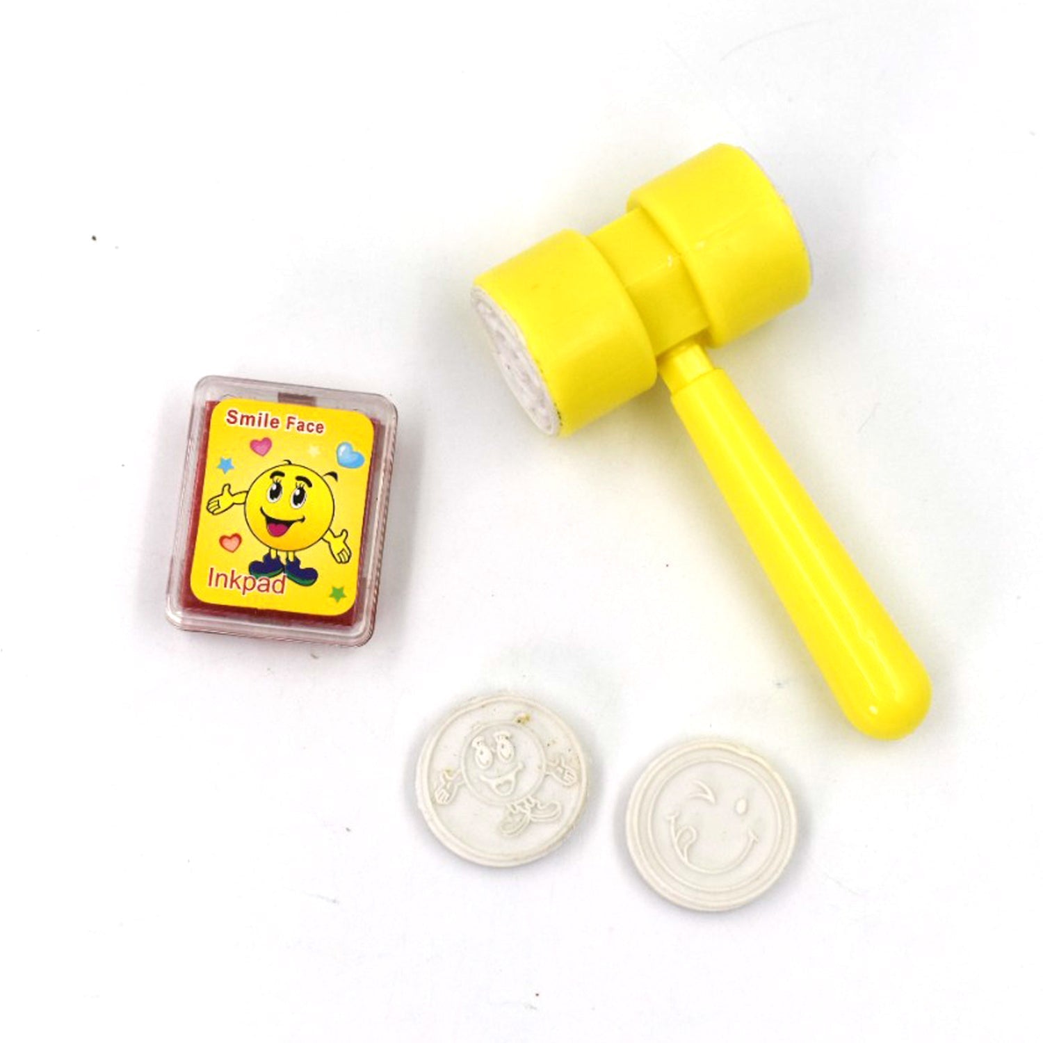 4810 Hammer Stamps 4 pieces - Smile Face 2 Hammer Seal Stamps with Small Hammer for Kids Theme Stamps for School Craft & Prefect Gift for Teachers, Parents and Students (Multicolor) freeshipping - DeoDap