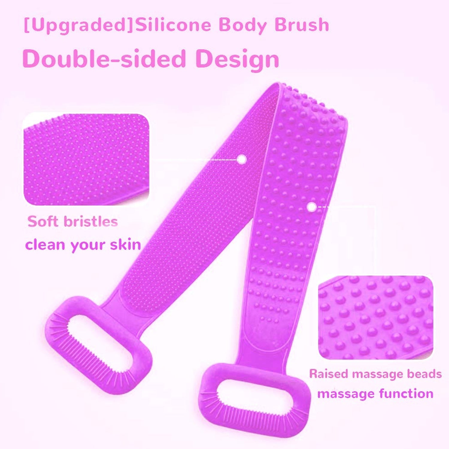 1303 SILICONE BODY BACK SCRUBBER DOUBLE SIDE BATHING BRUSH FOR SKIN DEEP CLEANING WITH HOOK DeoDap