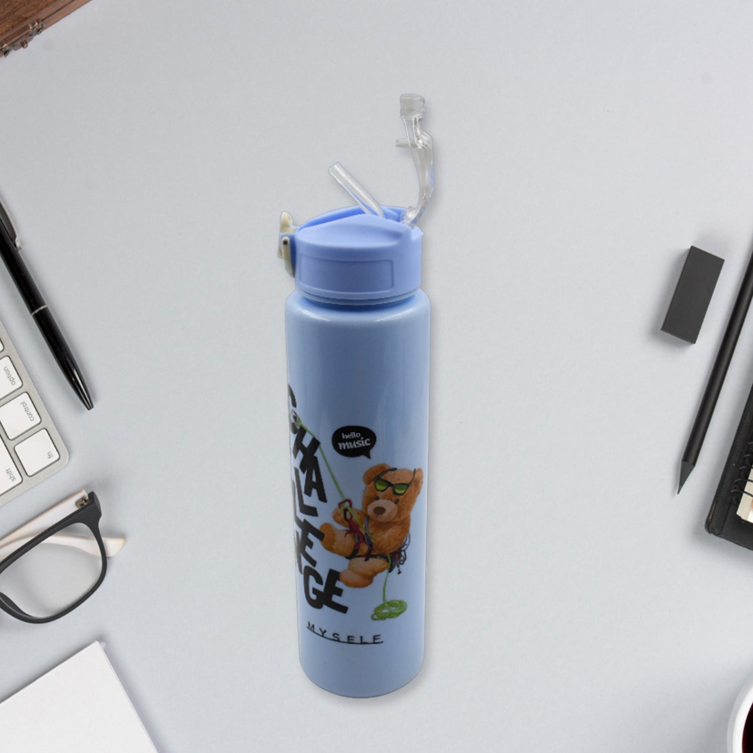 8403 Plastic Water Bottle 3pc Set,3  Different Size Bottle High Quality Water Bottle Plastic Water Bottle BPA-Free & Leak-Proof!  Cartoon Printed Design for Kids' School, For Fridge, Office, Sports, School, Gym, Yoga (3 Pc Set)