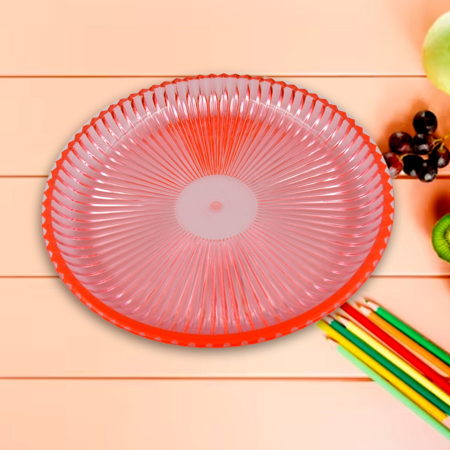 Round Plastic Dinner Plate  / Tray / Snacks / Breakfast Plate friendly Plastic Plate for Kids Party Supplies Birthday Holiday Party Dinnerware Supplies (1 Pc)