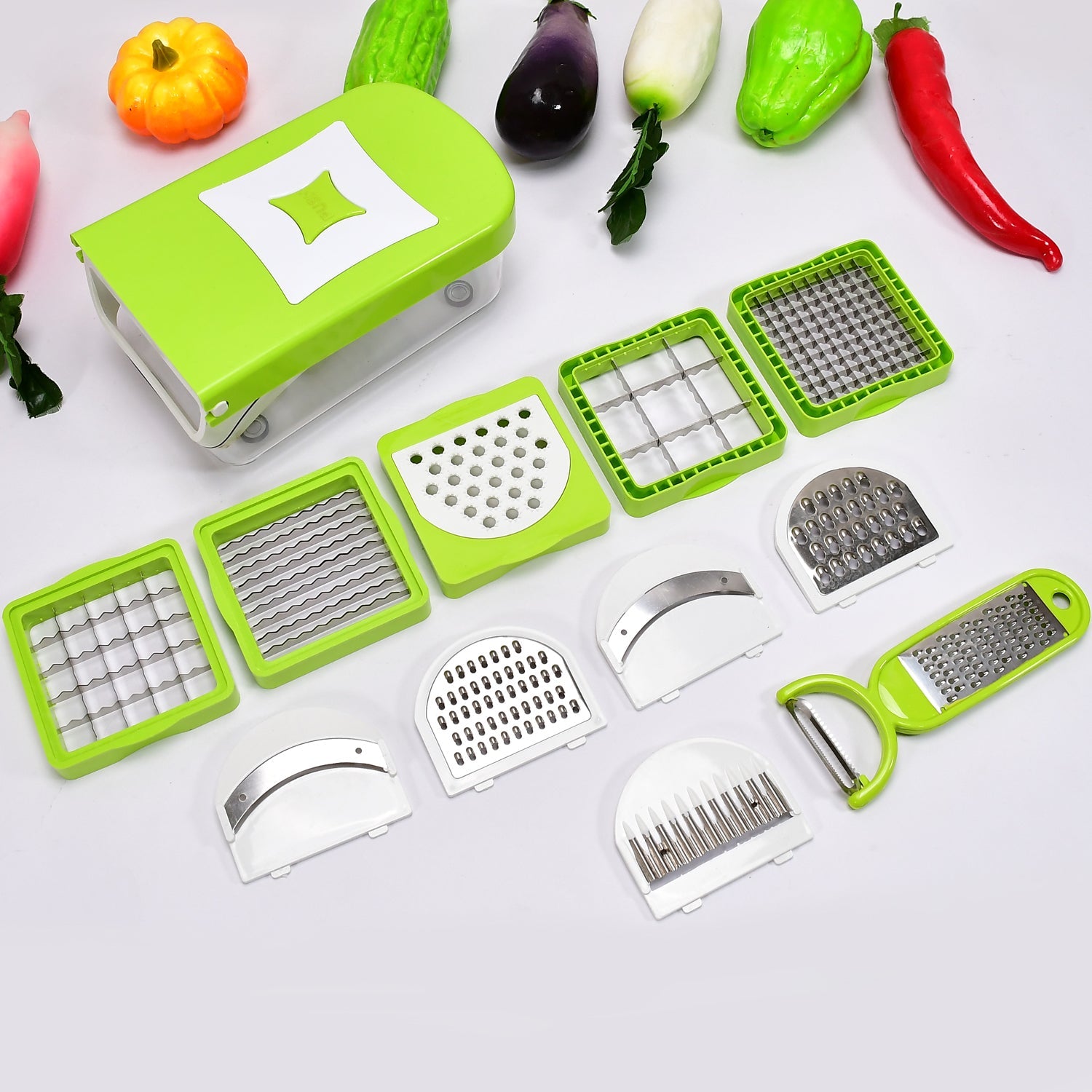 5218 Fruit and Vegetable Slicer Cutter Kitchen Slice Dicer 11in1 DeoDap