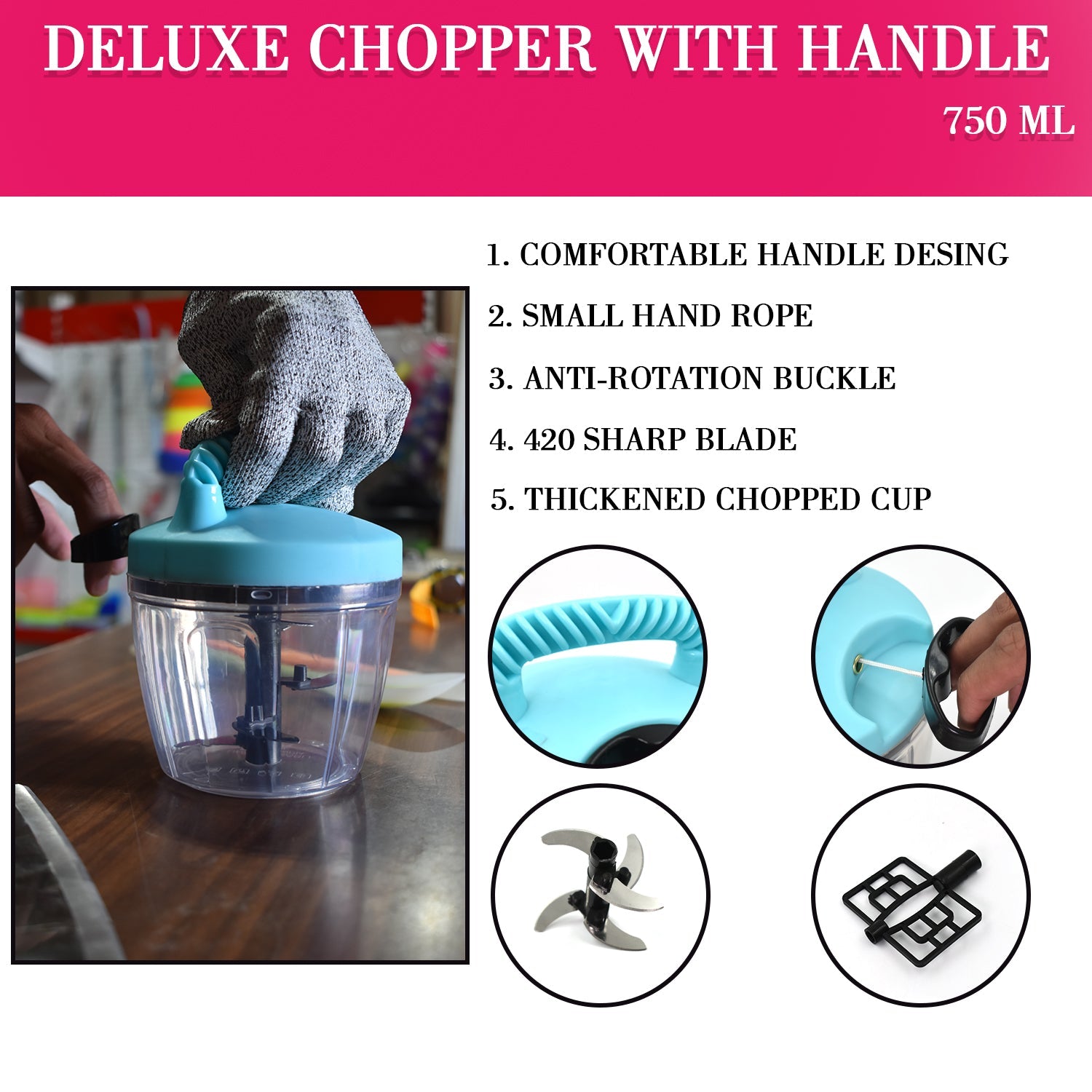 2713 2 in 1 Handy Chopper 750 ML used  for cutting and chopping of types of vegetables and fruits etc.