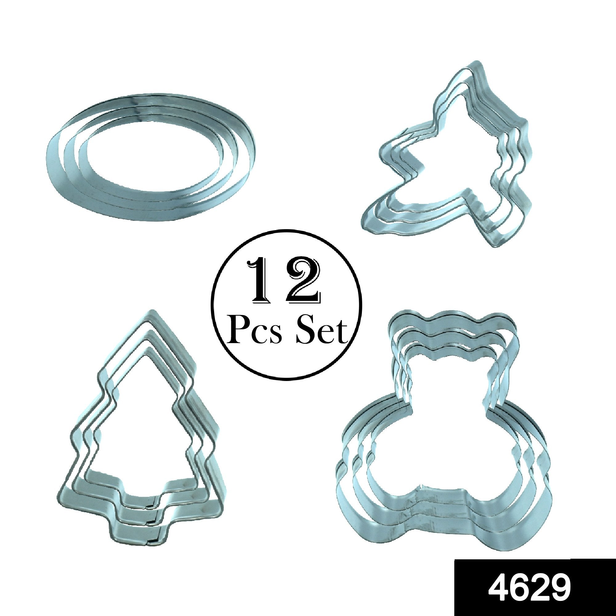 4629 Stainless Steel Diffrent Shape Cookie Cutter Set Baking Tools (Pack of 12) - SkyShopy