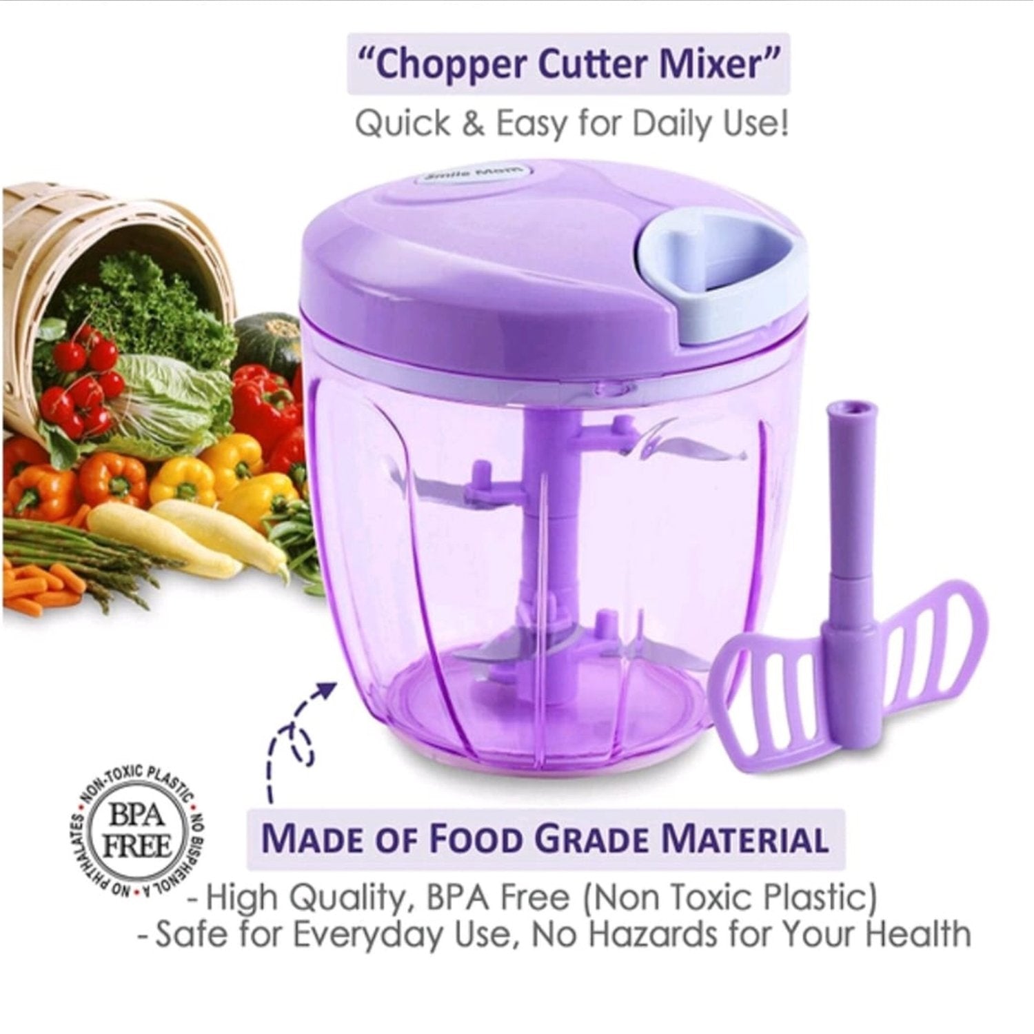 2180A 2 in 1 Handy Vegetable Chopper/Cutter with 5 Blades (1000 Ml)