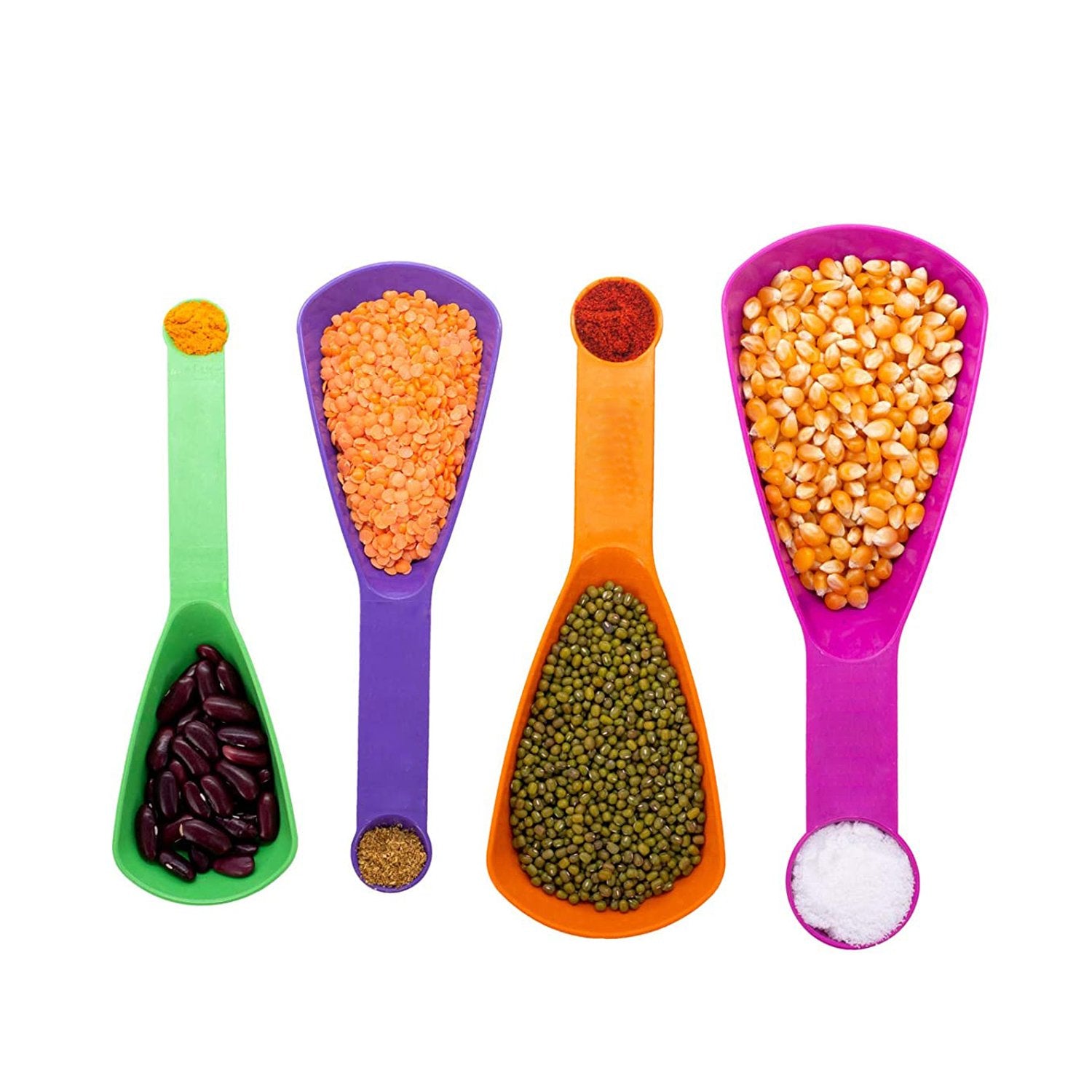 2420 Plastic Double Side Measuring Cups and Spoons for Kitchen (Pack of 4) - SkyShopy