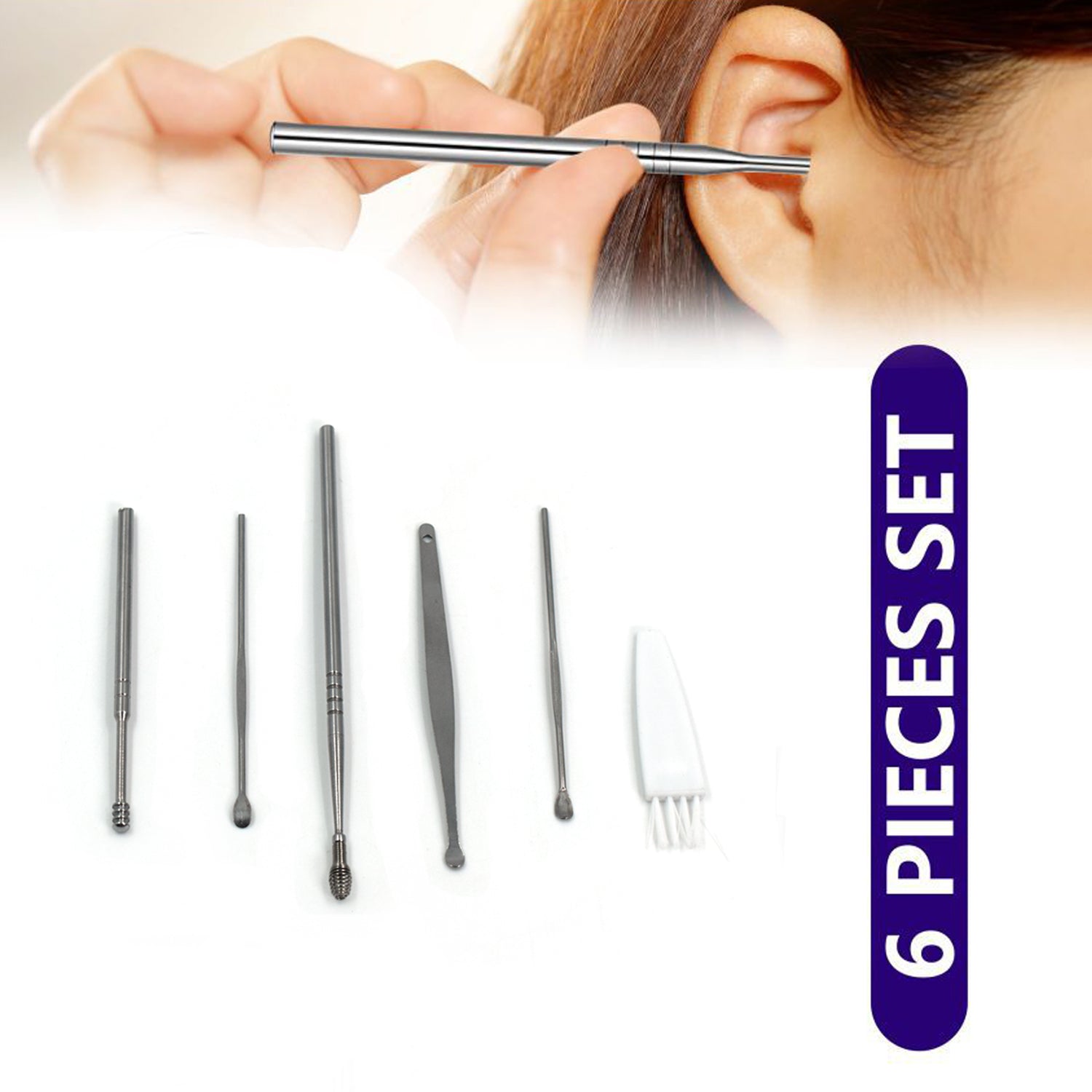 6314L 6Pcs Earwax Removal Kit | Ear Cleansing Tool Set | Ear Curette Ear Wax Remover Tool (loose pack) DeoDap