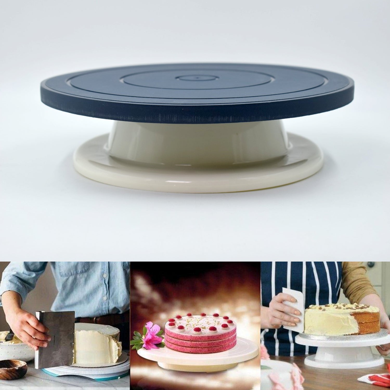 2734 Cake Blue Turntable used widely in bakeries and some of the household places while making and decorating cake and all purposes. freeshipping - DeoDap