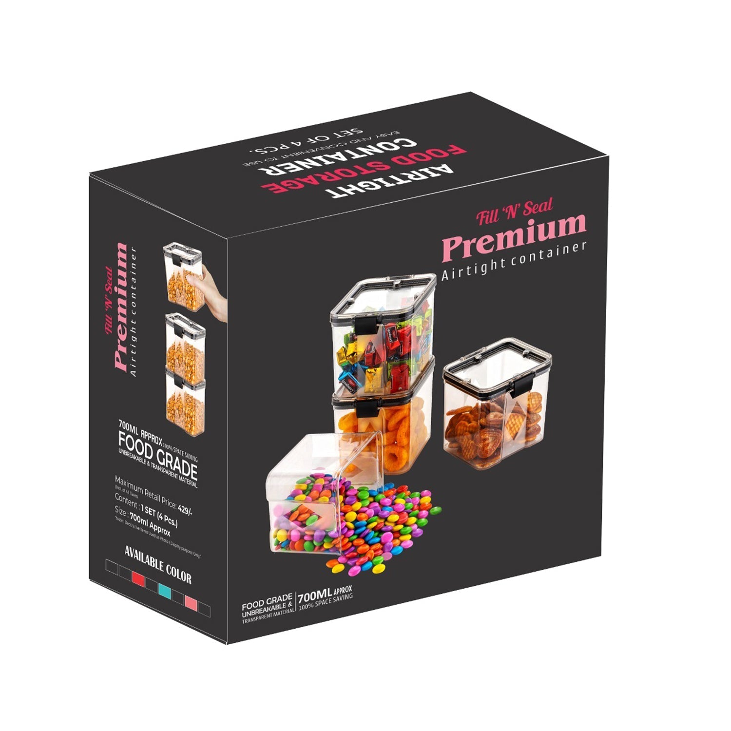 2763 4 Pc Square Container 700 Ml Used For Storing Types Of Food Stuffs And Items. freeshipping - DeoDap